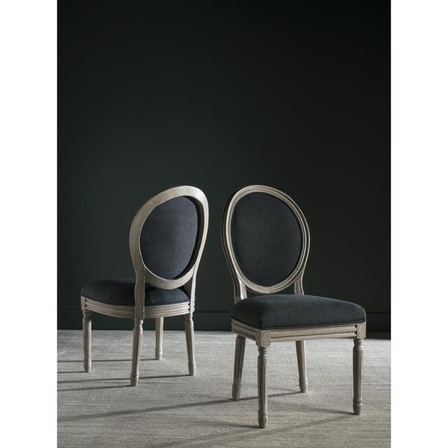 Holloway 19" H French Brasserie Oval Side Chair (Set of 2) - FOX6228 - Charcoal/Grey - Safavieh Couture