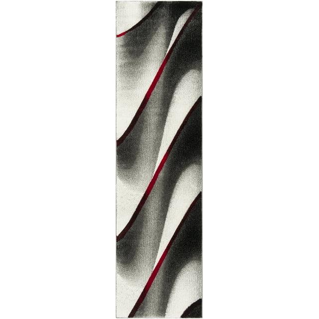 Hollywood HLW712 Machine Made Runner Rug - 2'3"x20' - Grey/Red - Safavieh