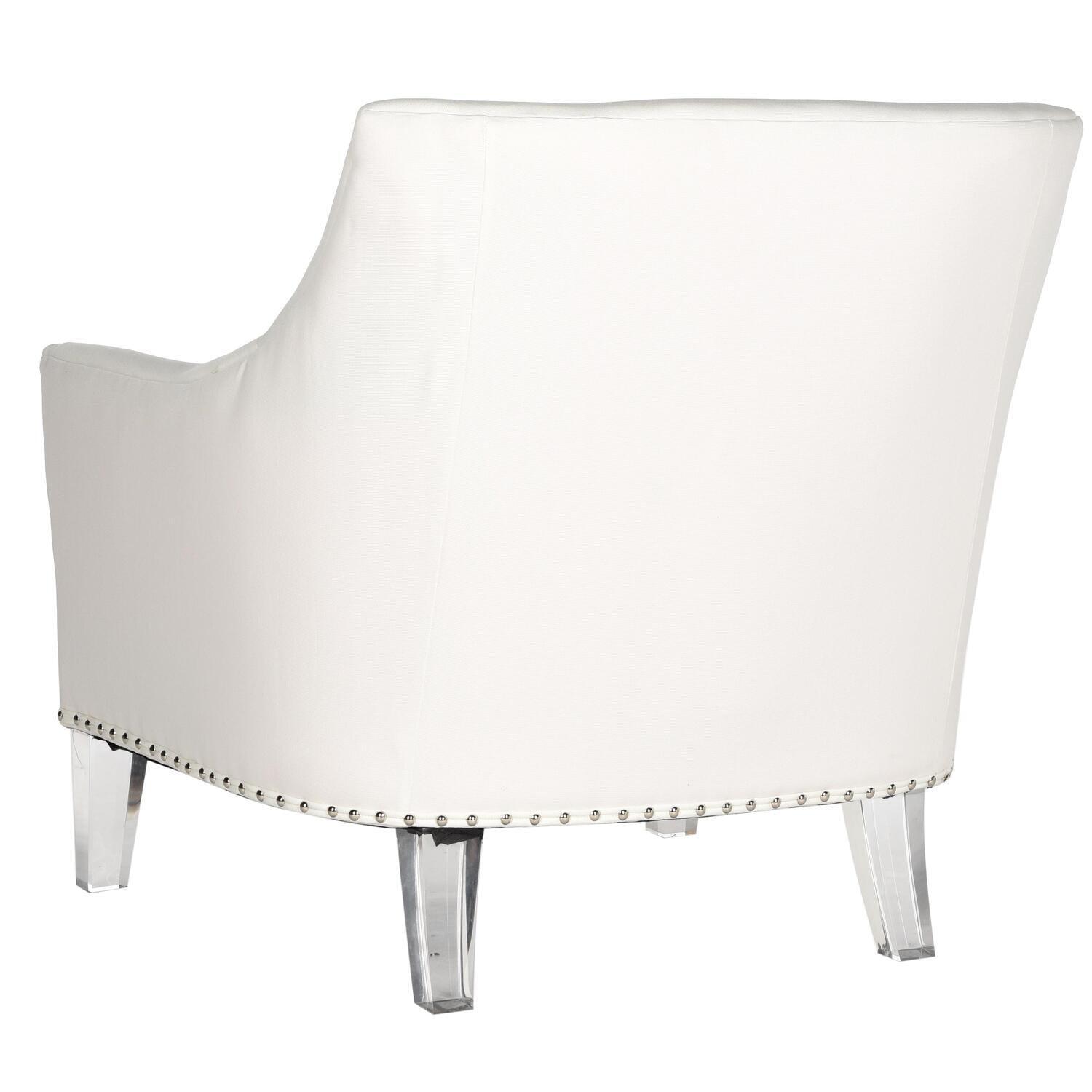 Modern Art Deco White Accent Chair with Transparent Legs