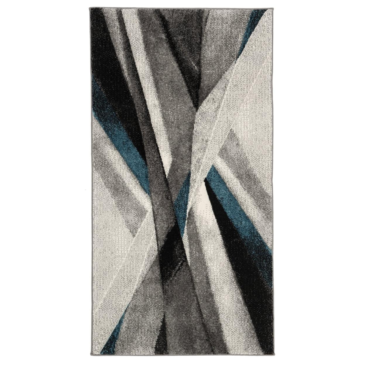 Hollywood HLW710 Power Loomed Accent Rug - Grey/Teal - 2'3"x4' - Safavieh.