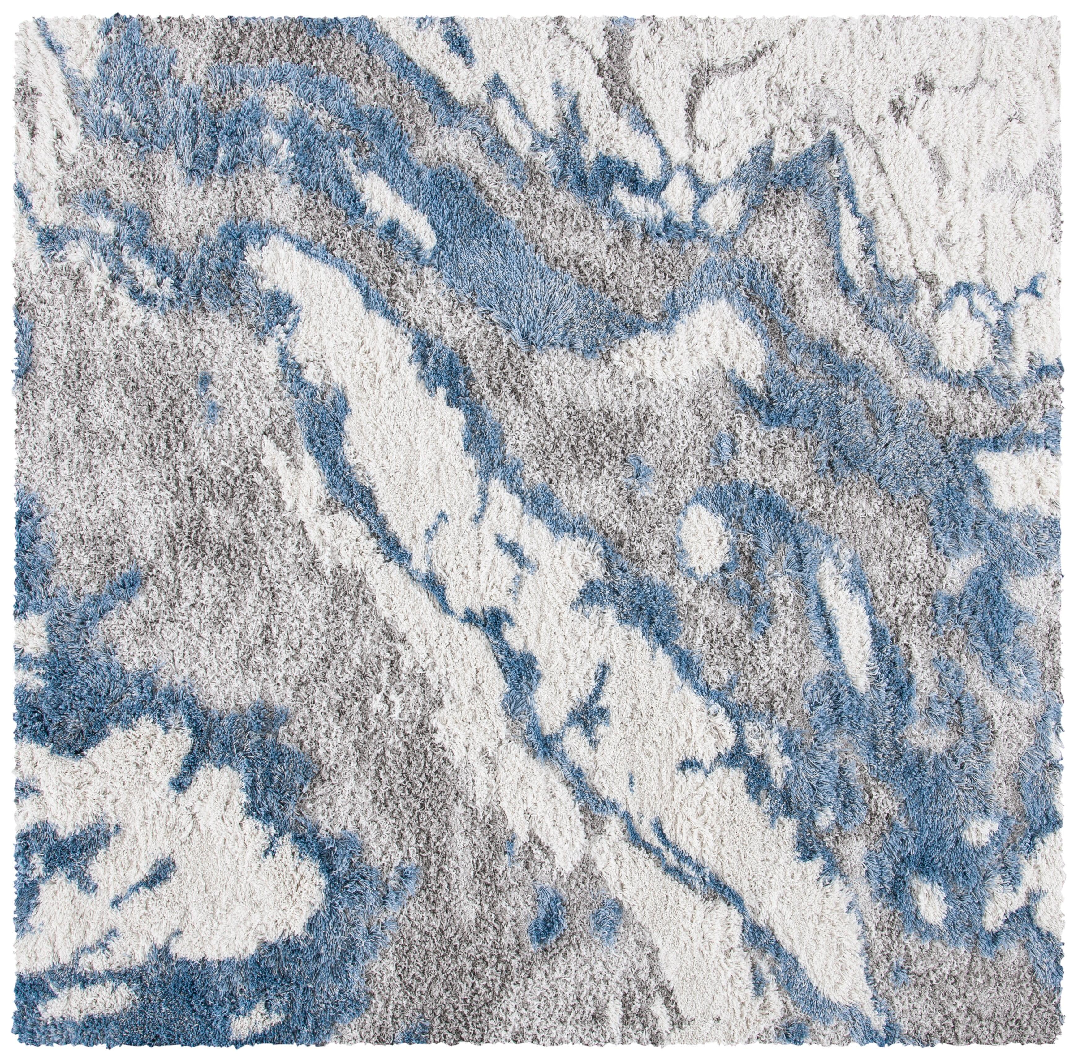 Horizon Shag 800 HZN890 Machine Made Area Rug - 5'x5' - Grey/Blue - Safavieh