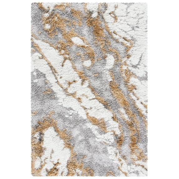 Horizon Shag 800 HZN890 Machine Made Area Rug - 5'3"x7'7" - Grey/Gold - Safavieh
