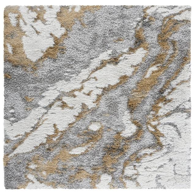 Horizon Shag 800 HZN890 Machine Made Area Rug - 5'x5' - Grey/Gold - Safavieh