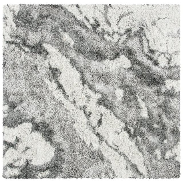 Horizon Shag 800 HZN890 Machine Made Accent Rug - 3'x3' - Grey/Ivory - Safavieh