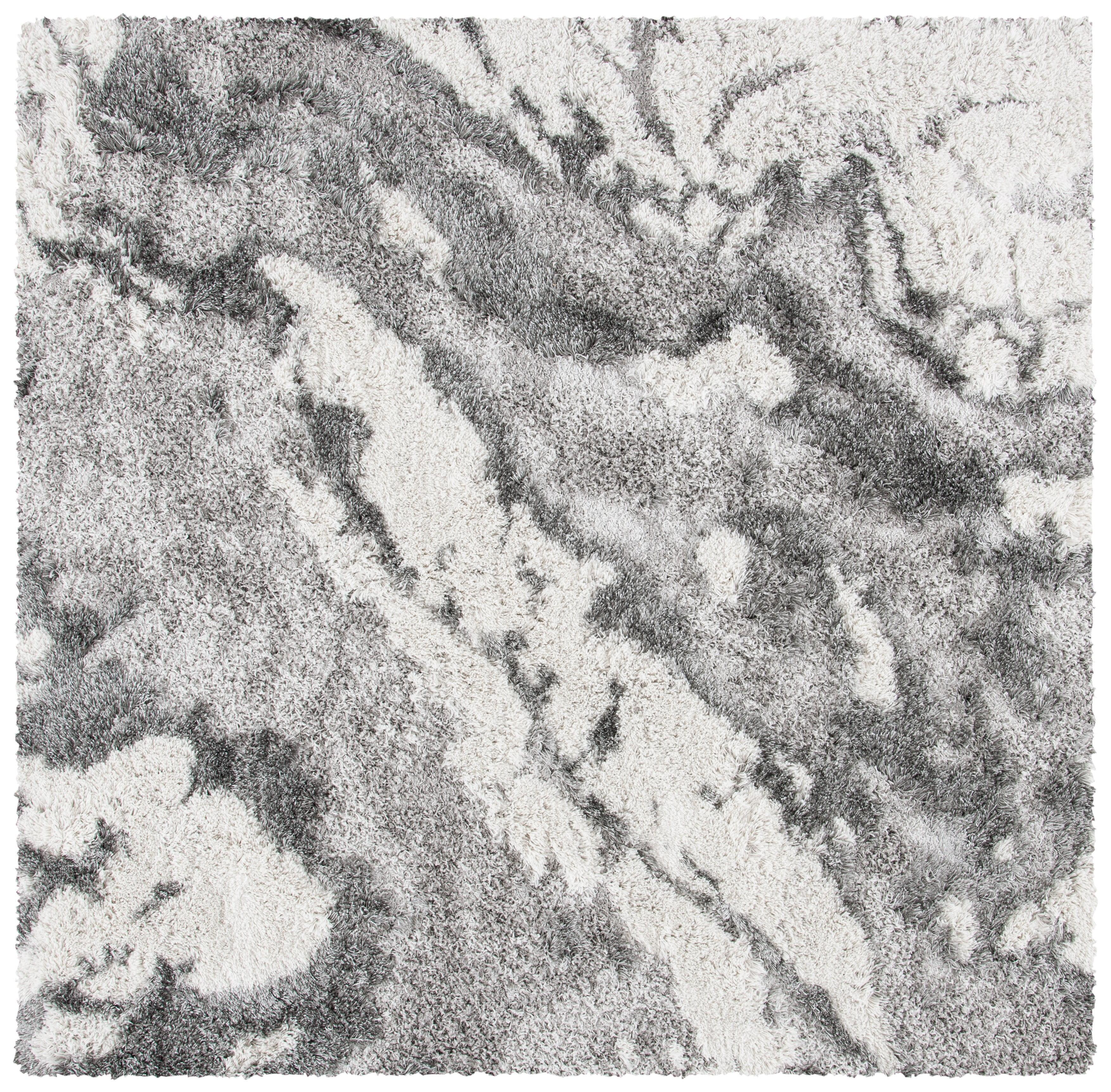 Horizon Shag 800 HZN890 Machine Made Area Rug - 5'x5' - Grey/Ivory - Safavieh