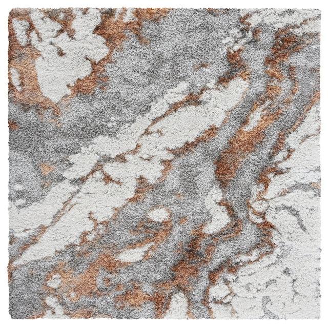 Horizon Shag 800 HZN890 Machine Made Accent Rug - 3'x3' - Grey/Rust - Safavieh