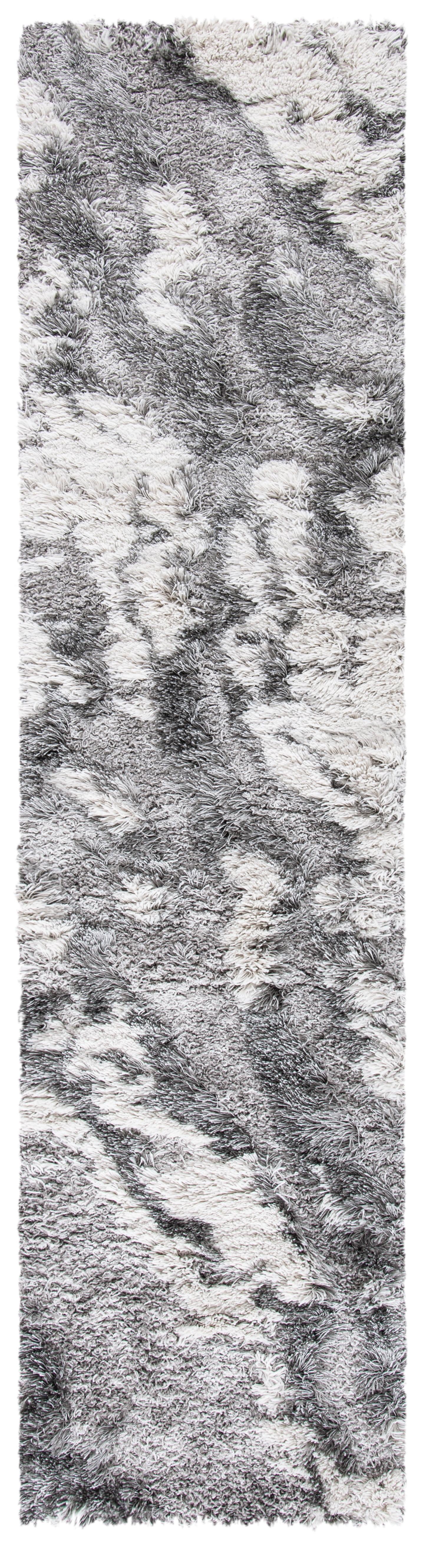 Horizon Shag 800 HZN890 Machine Made Runner Rug - 2'x11' - Grey/Ivory - Safavieh