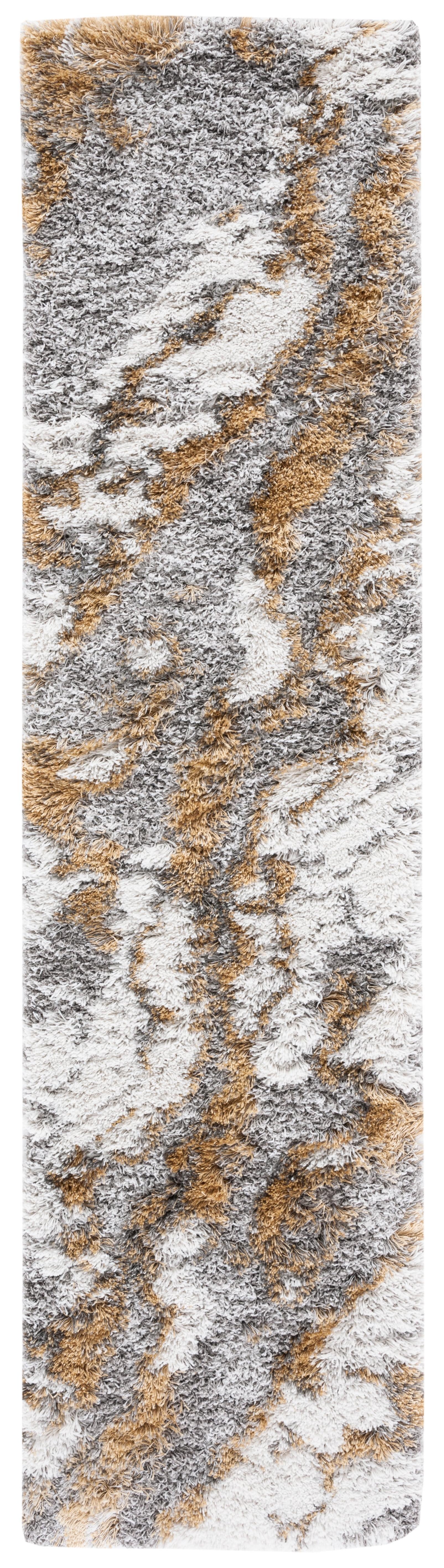 SAFAVIEH Horizon Konstantinos Abstract Shag Runner Rug, Grey/Gold, 2' x 17'