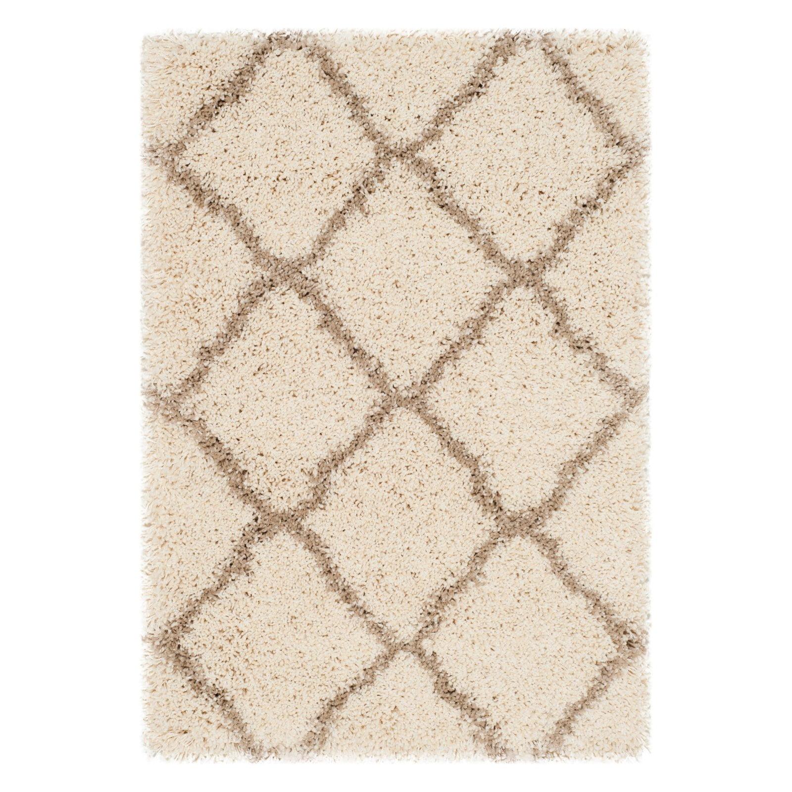 Elegant Ivory Beige 2'3" x 12' Synthetic Shag Runner Rug