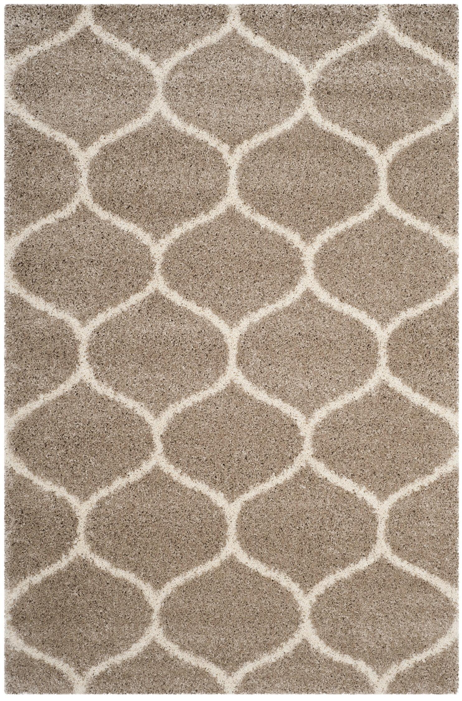 Luxurious Beige Ivory Shag Area Rug 8' x 10' - Easy Care Synthetic