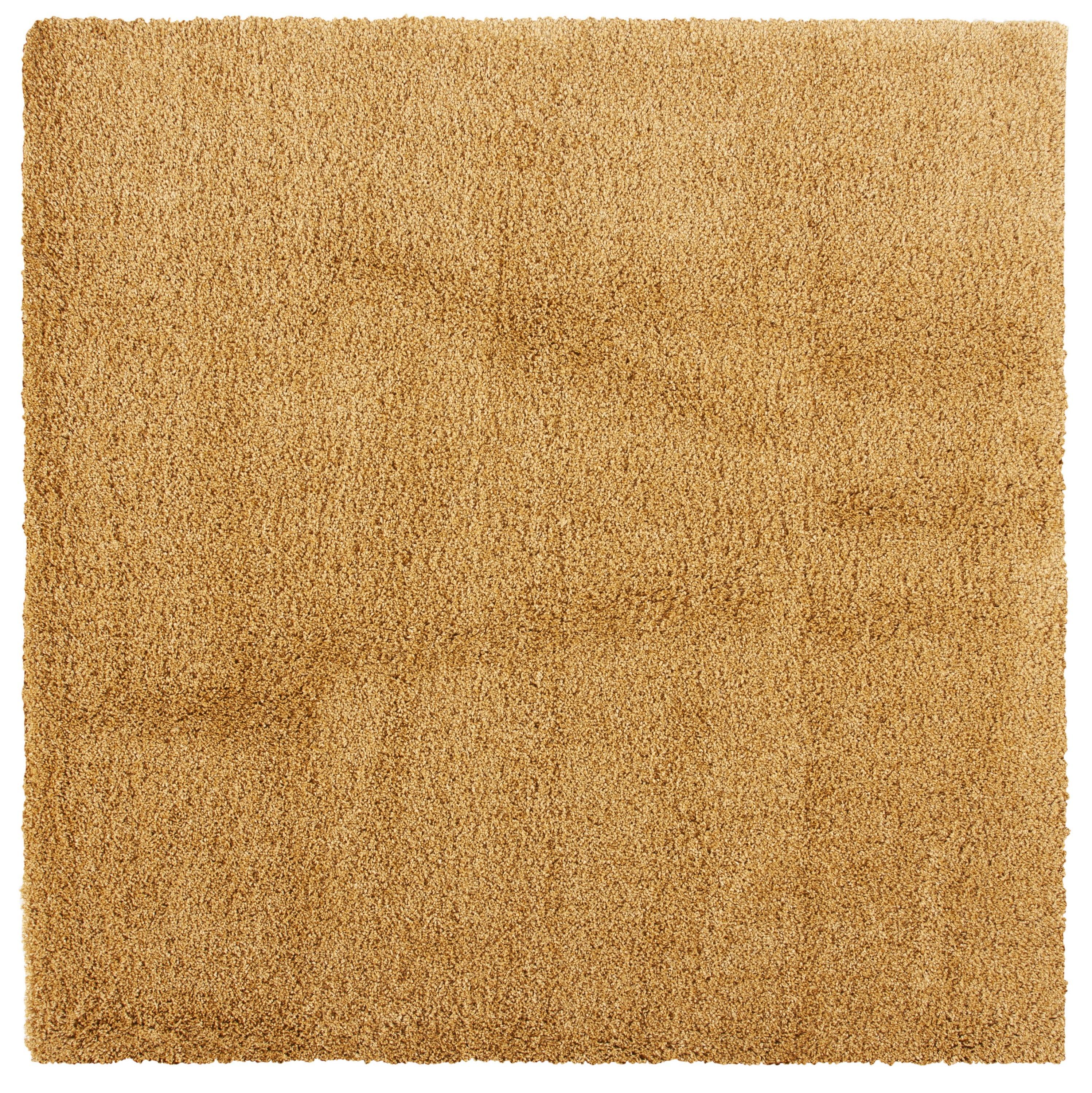 Gold 4' Square Shag Synthetic Non-Slip Area Rug