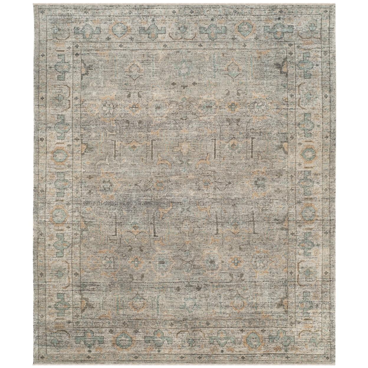 Izmir Blue and Brown Hand-Knotted Wool Area Rug 8' x 10'