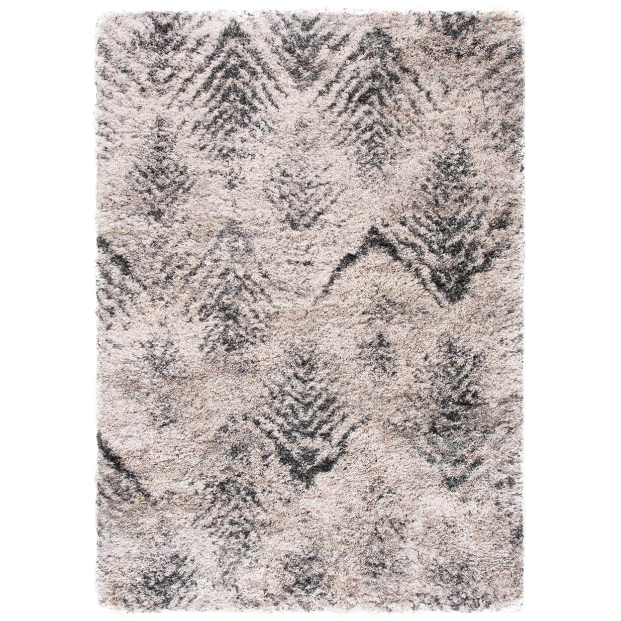 Gray and Cream Reversible Shag Rug 2' x 3'