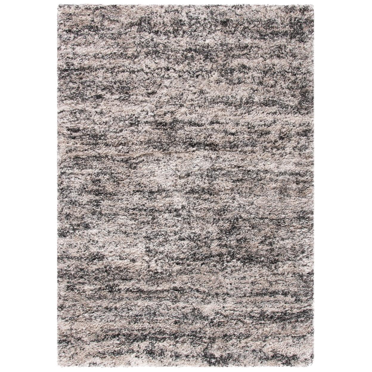 Gray Rectangular Shag Synthetic Area Rug