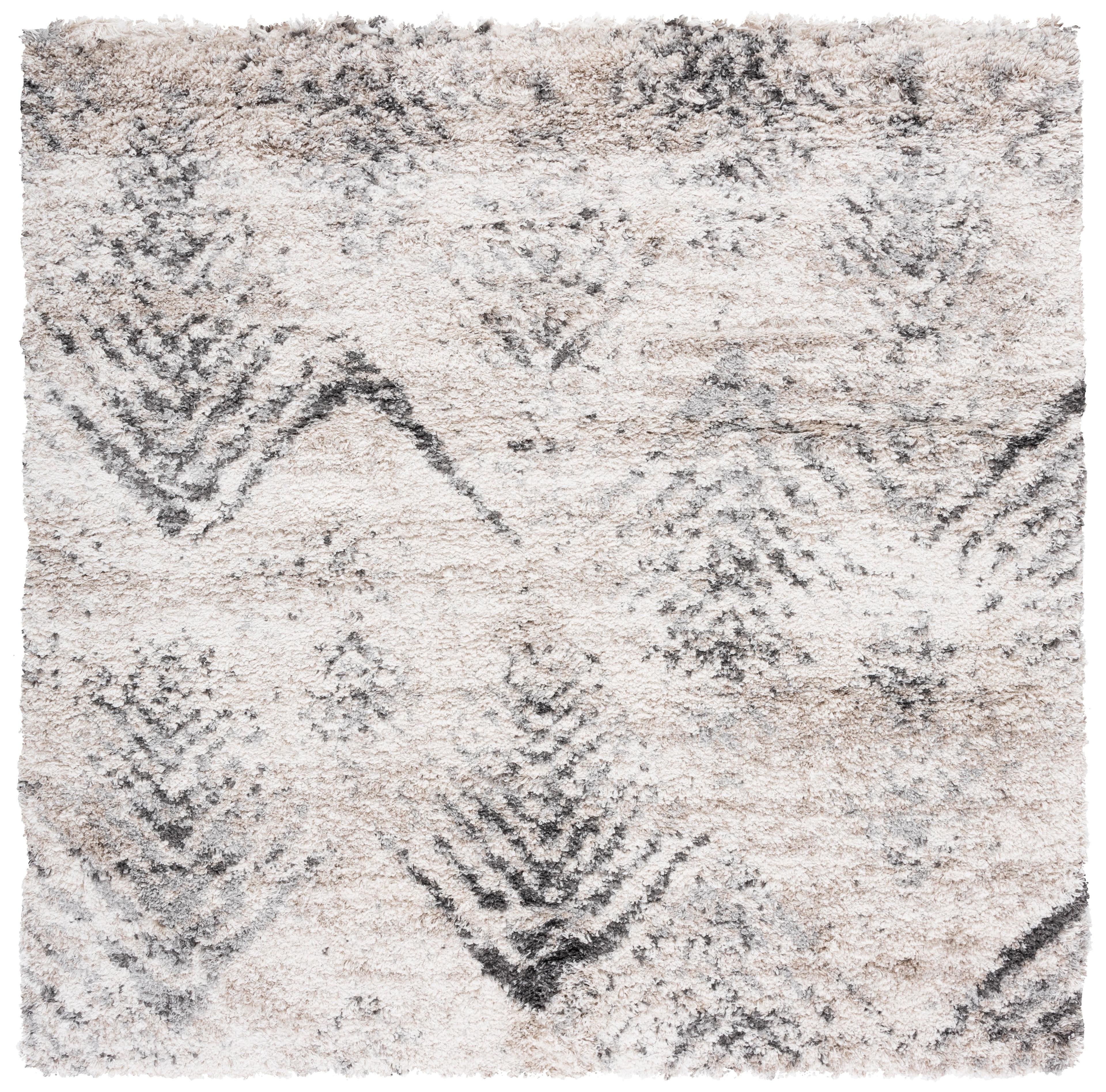 Iceland Shag ISG514 Power Loomed Area Rug - Cream/Grey - 5'3"x5'3" - Safavieh