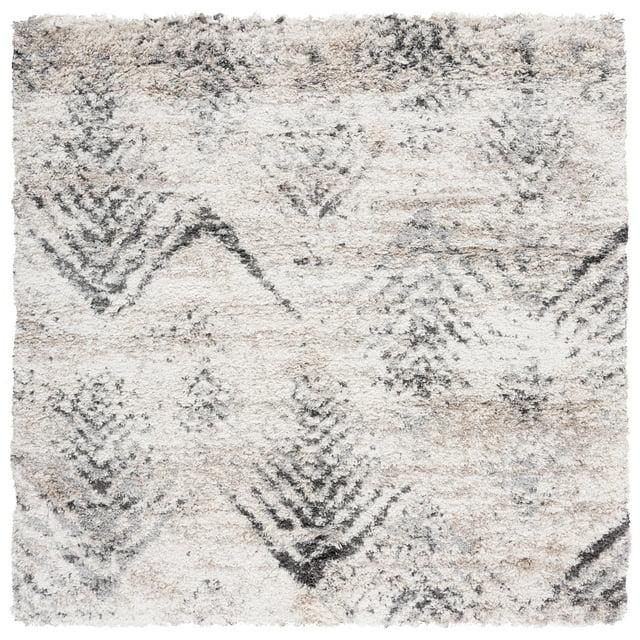 Iceland Shag ISG514 Power Loomed Area Rug - Cream/Grey - 5'3"x5'3" - Safavieh