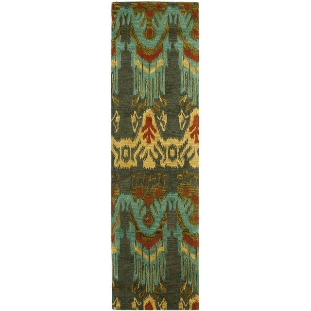 SAFAVIEH Ikat Collection IKT464B Handmade Olive/Gold Rug