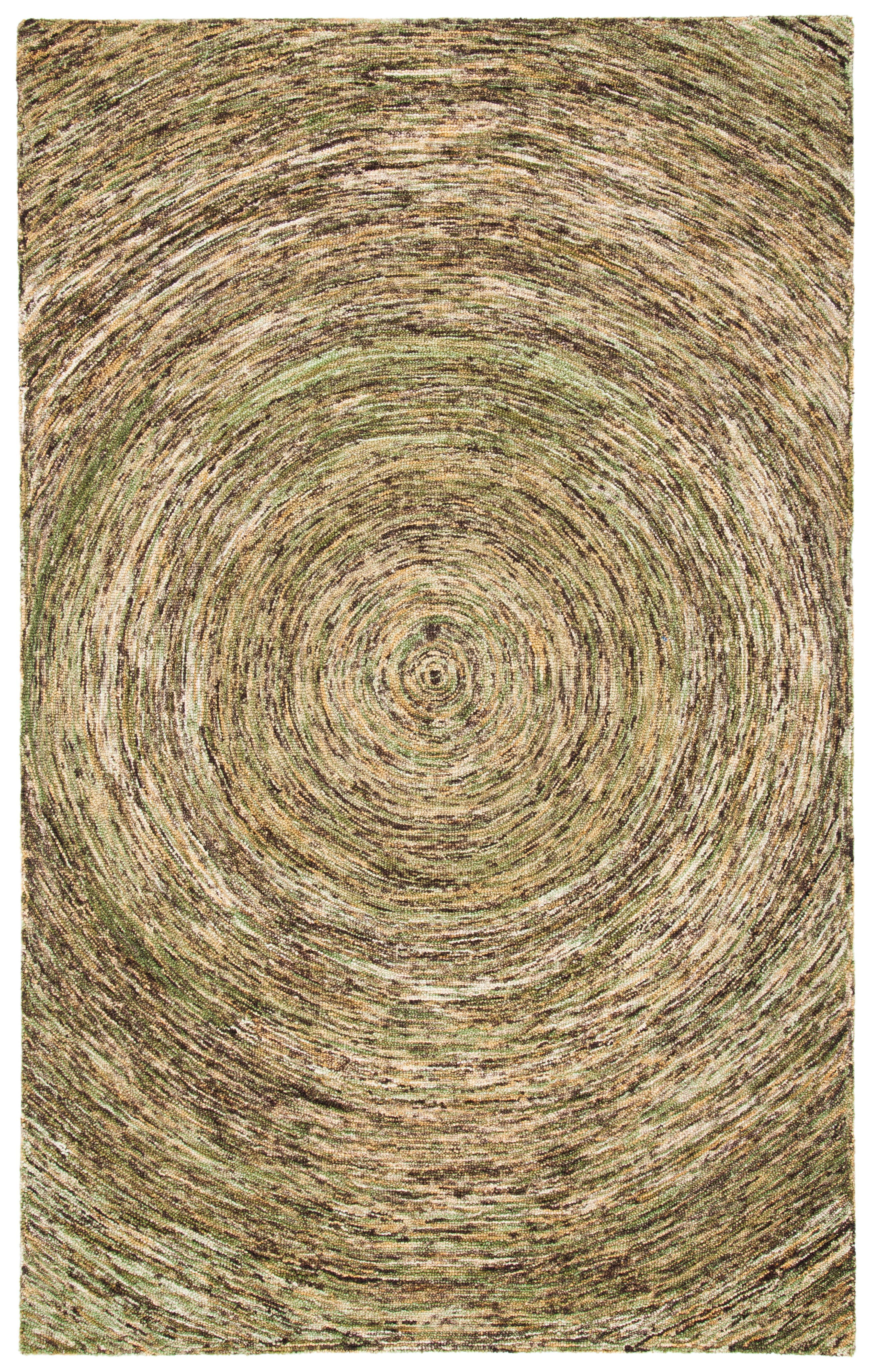 Green Hand-Tufted Wool Ikat Area Rug, 5' x 8'