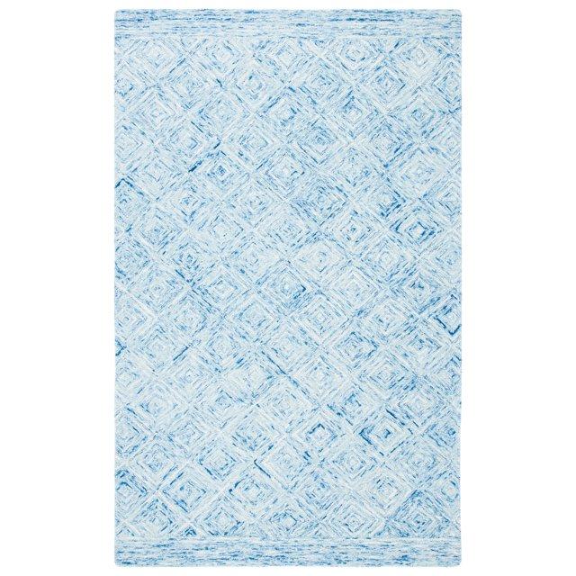Ikat IKT704 Hand Tufted Area Rug - Blue - 4'x6' - Safavieh.