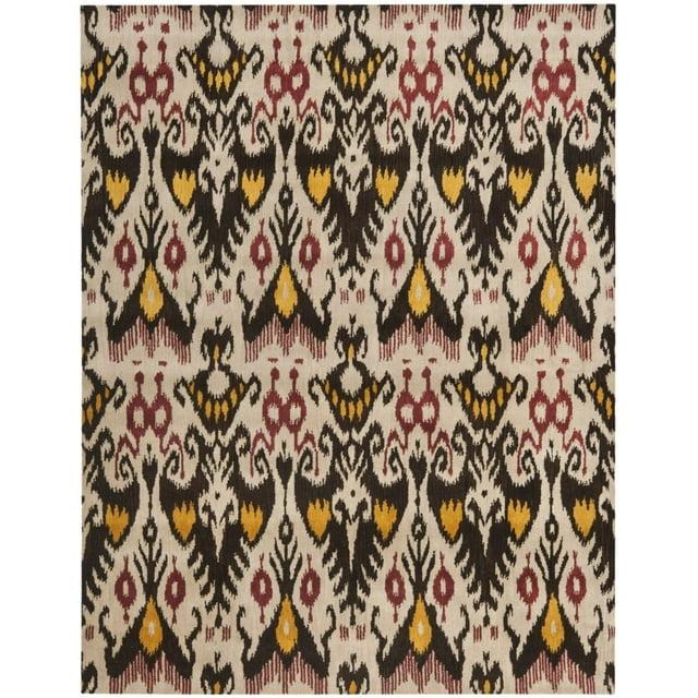 SAFAVIEH Ikat Emmeline Geometric Wool Area Rug, Beige/Brown, 4' x 6'