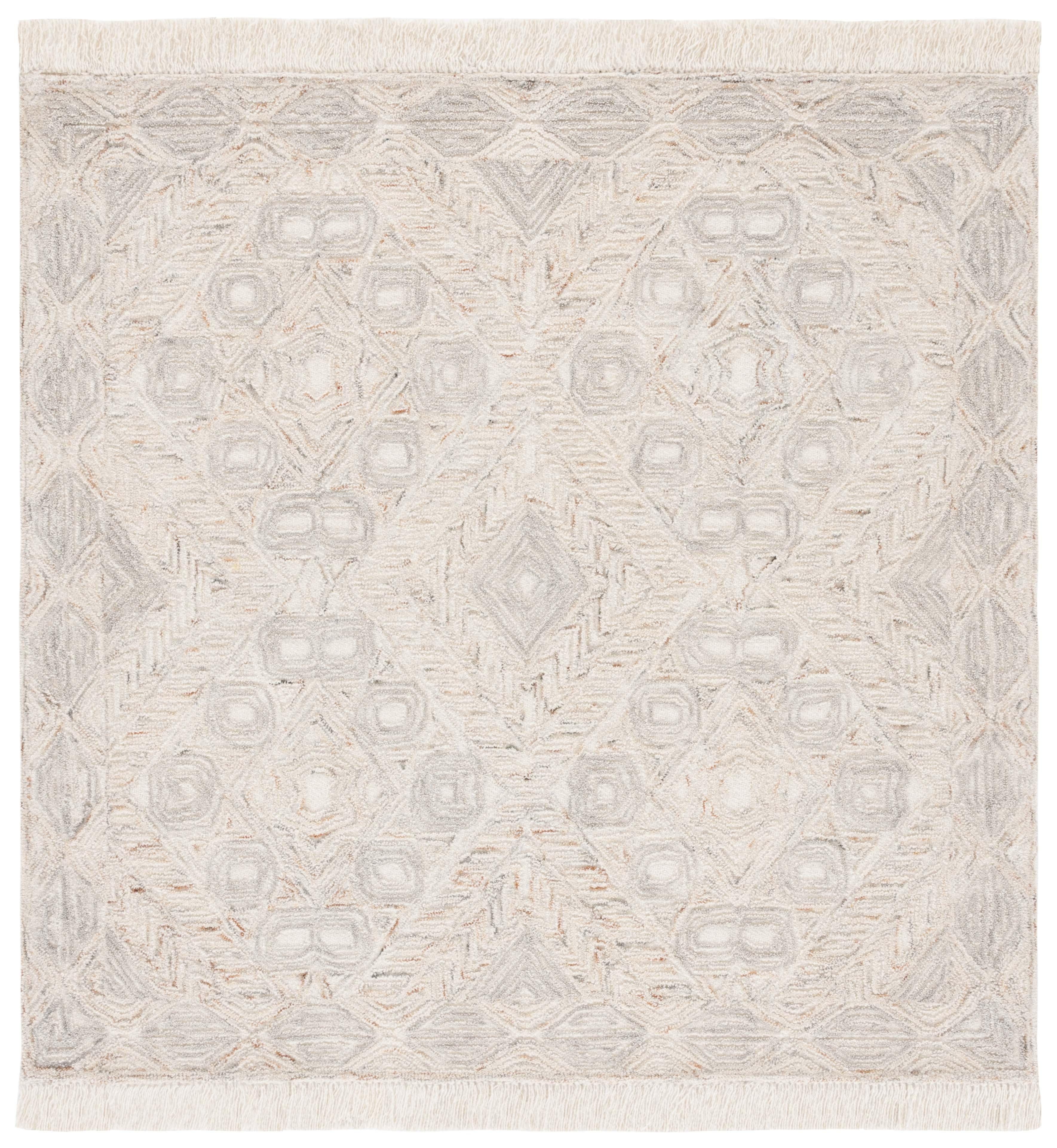 Ikat IKT801 Hand Tufted Area Rug - Ivory/Grey - 6'x6' - Safavieh.