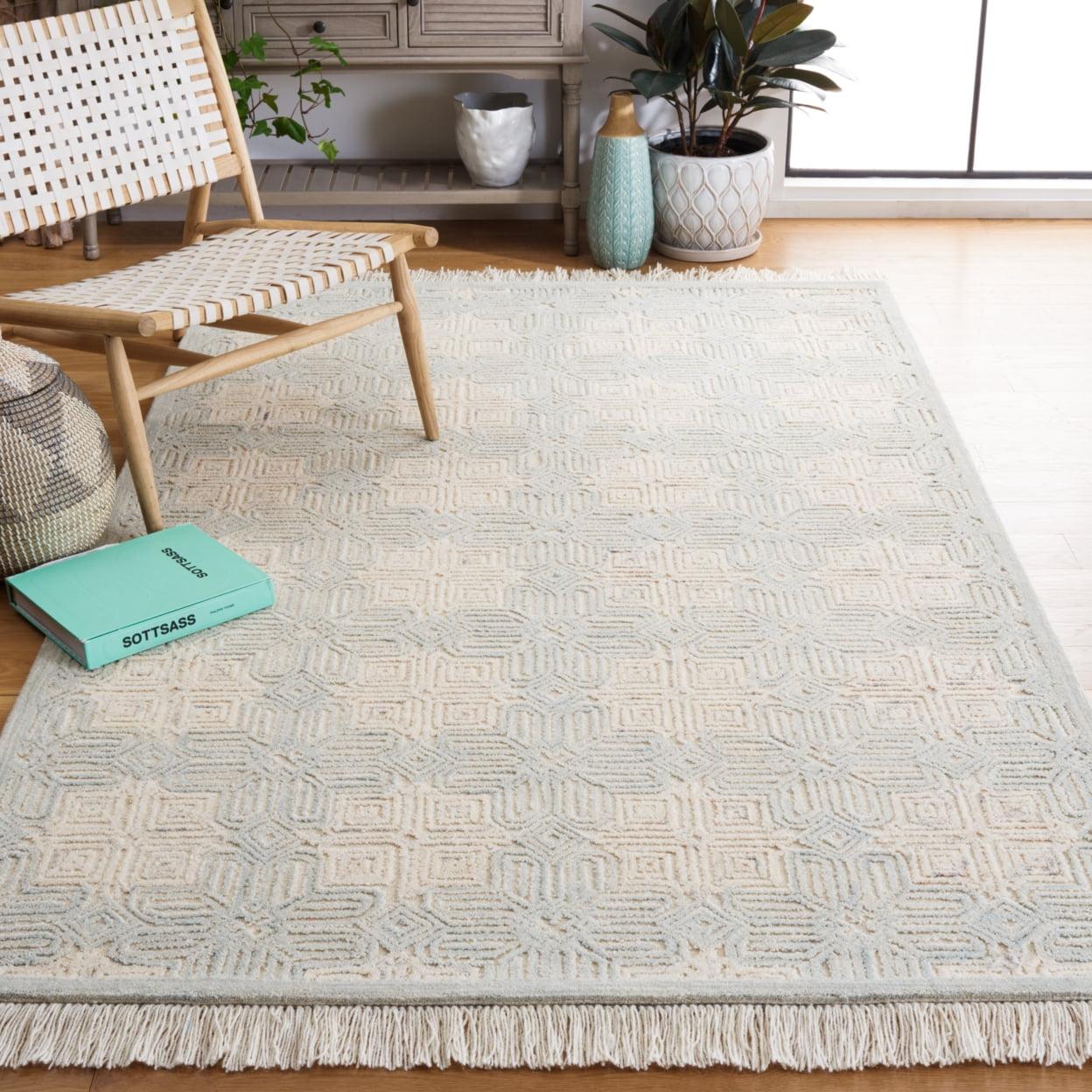 Ikat IKT805 Hand Tufted Area Rug - Ivory/Light Blue - 3'x5' - Safavieh.