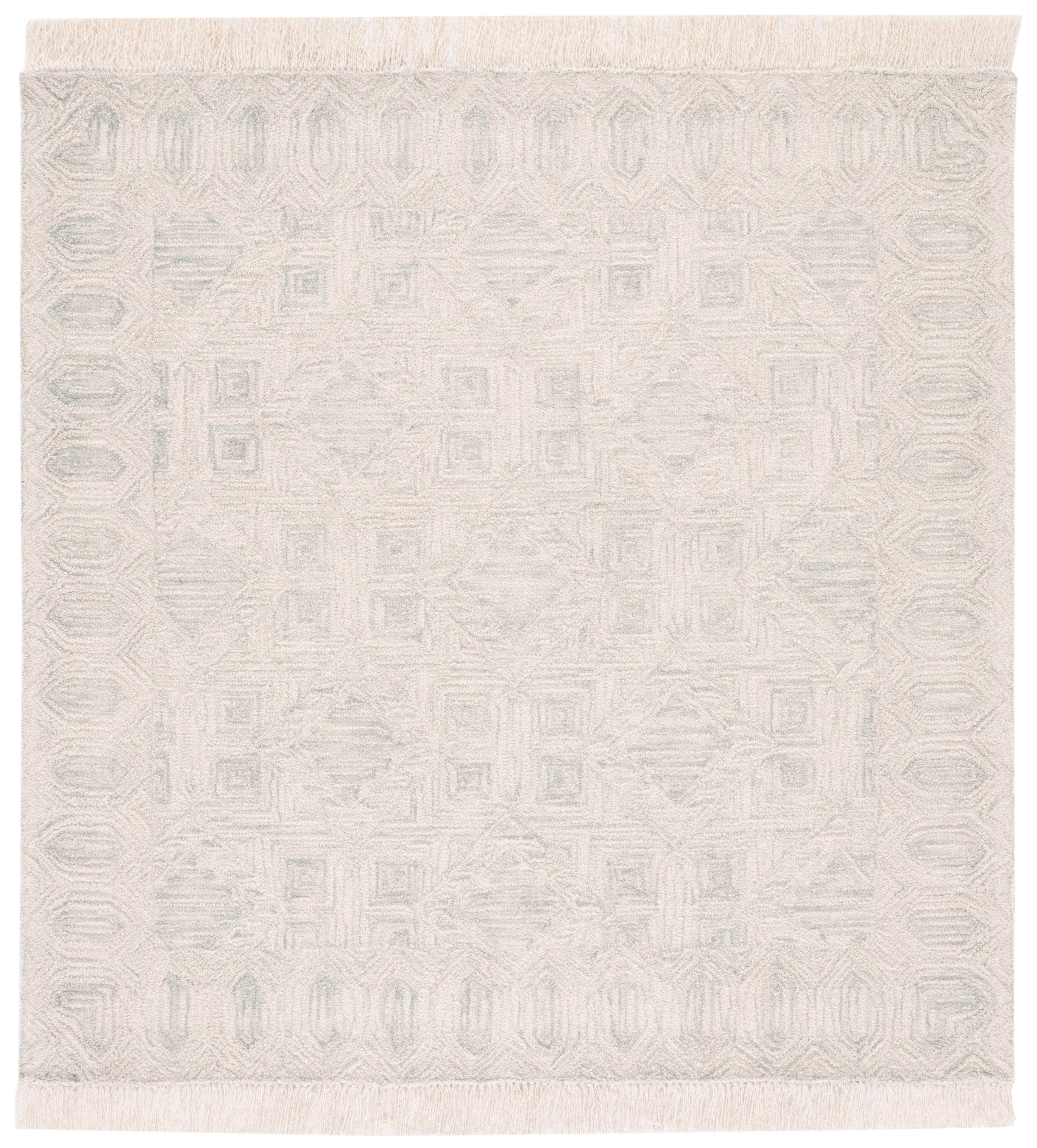 Ikat IKT805 Hand Tufted Area Rug - Ivory/Light Blue - 6'x6' - Safavieh.