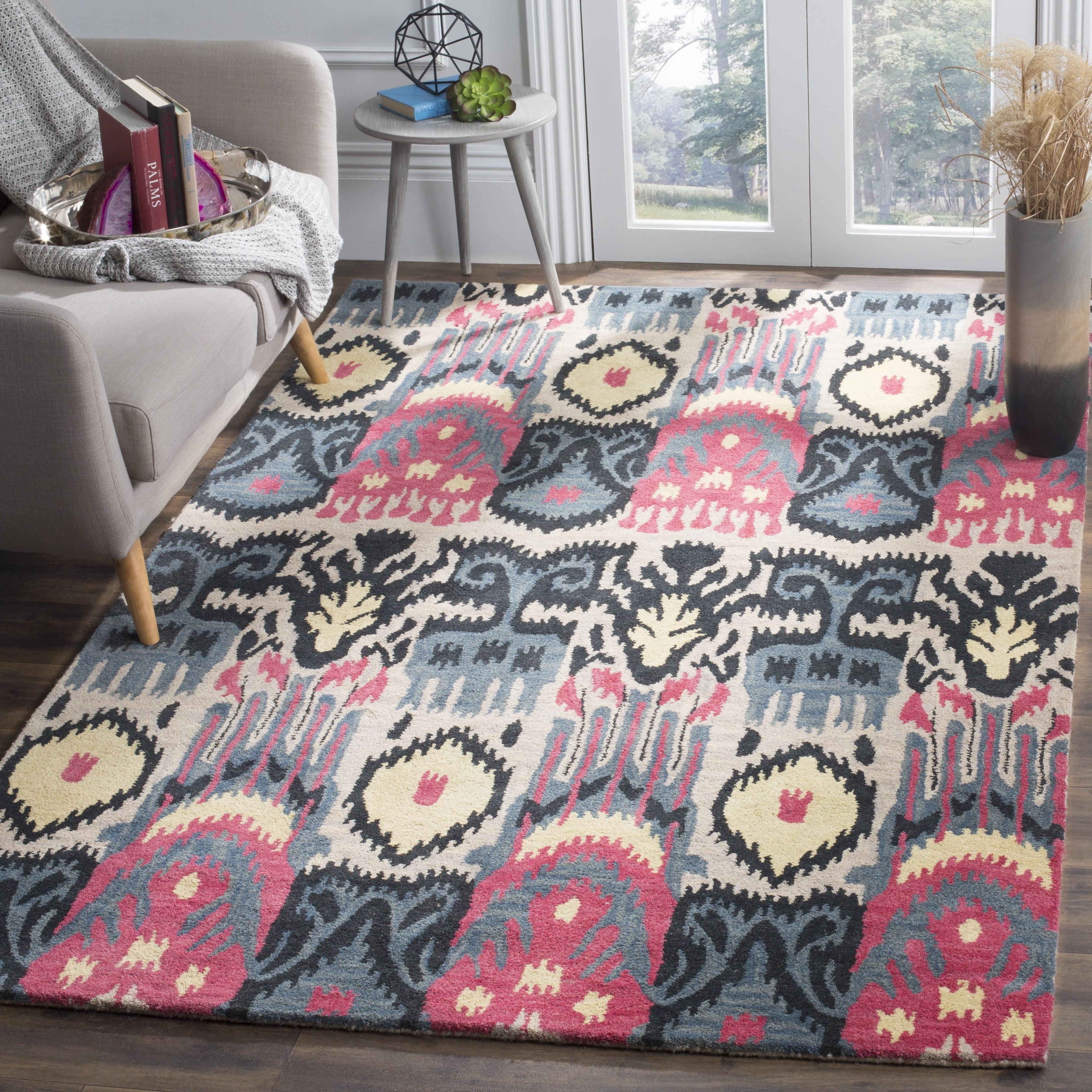 Ikat IKT466 Hand Tufted Area Rug - Beige/Blue - 4'x6' - Safavieh.