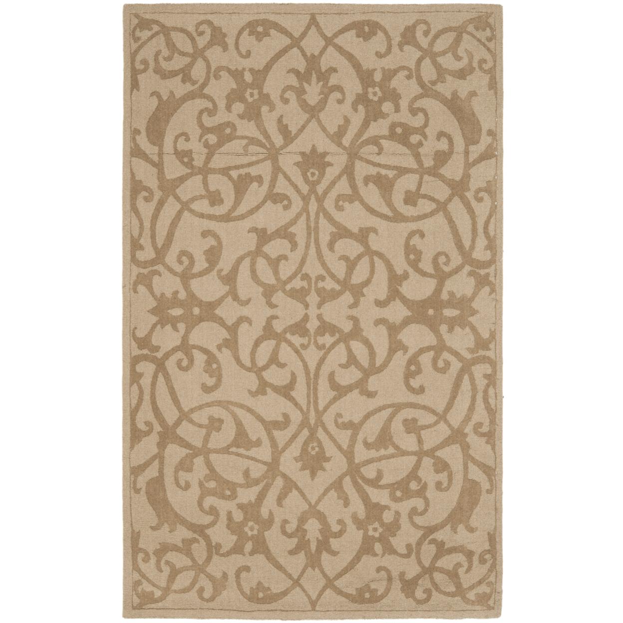 Luxurious Hand-Tufted New Zealand Wool Area Rug, 4' x 6', Light Brown