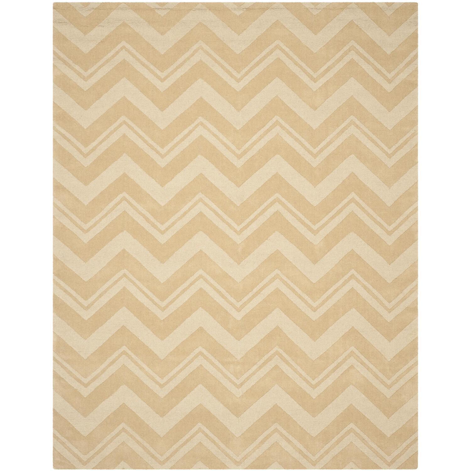 SAFAVIEH Impressions Devon Textured Chevron Wool Area Rug, Dark Gold, 7'6" x 9'6"