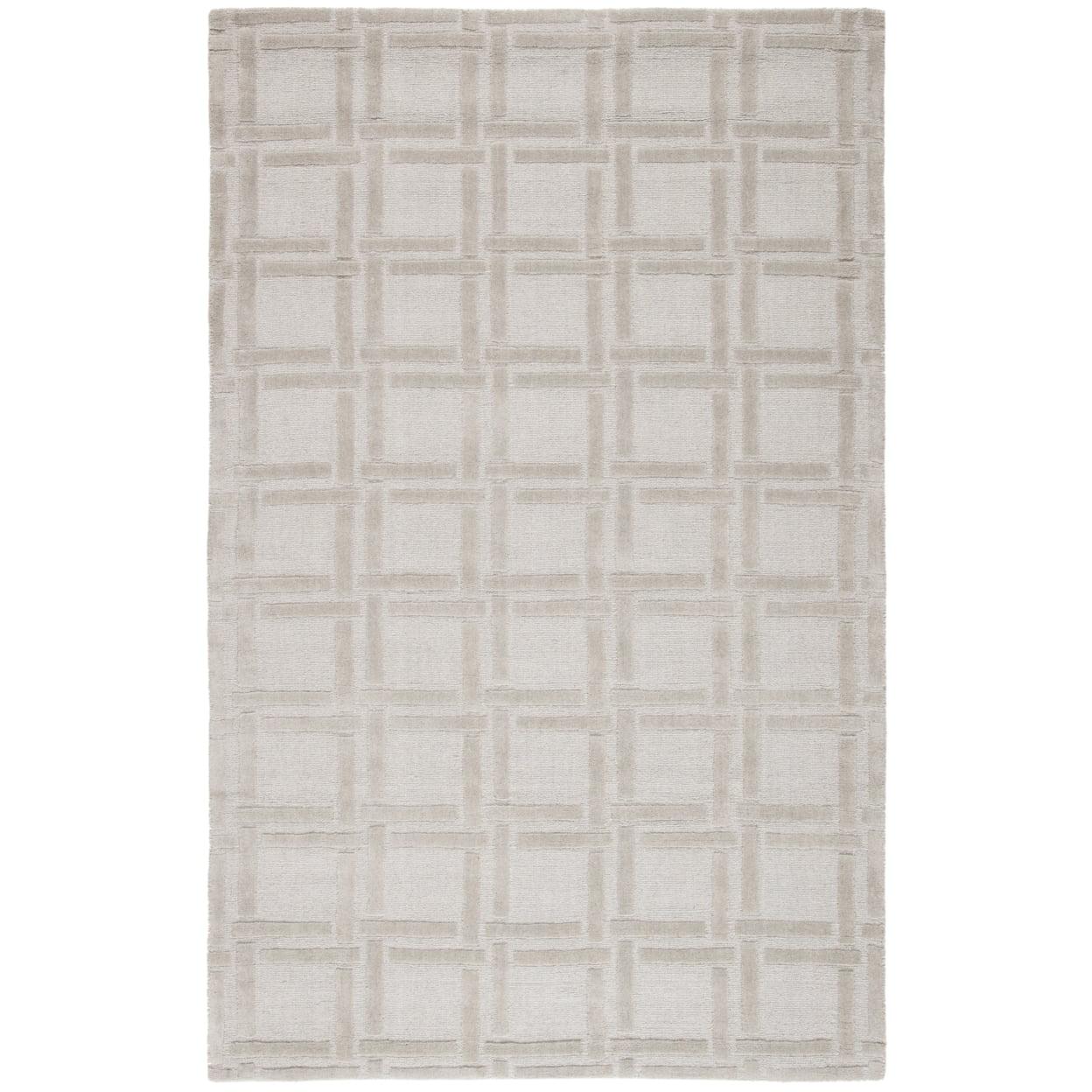 Handmade Gray Wool Geometric Area Rug, 5' x 8'