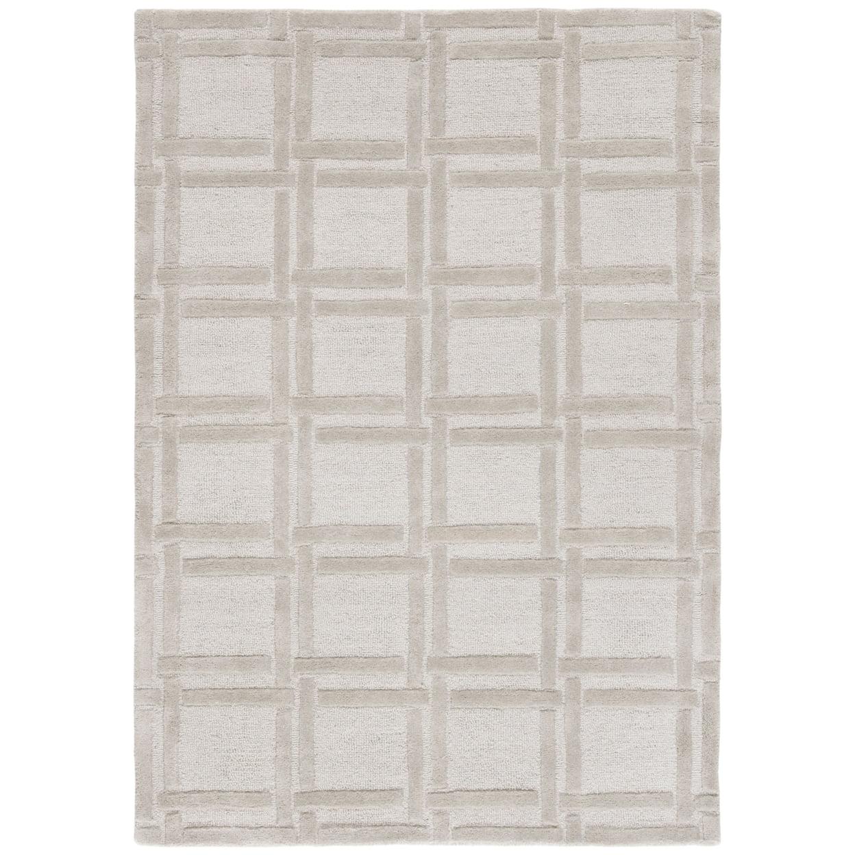 Gray Hand-Tufted Wool Rectangular 4' x 6' Area Rug