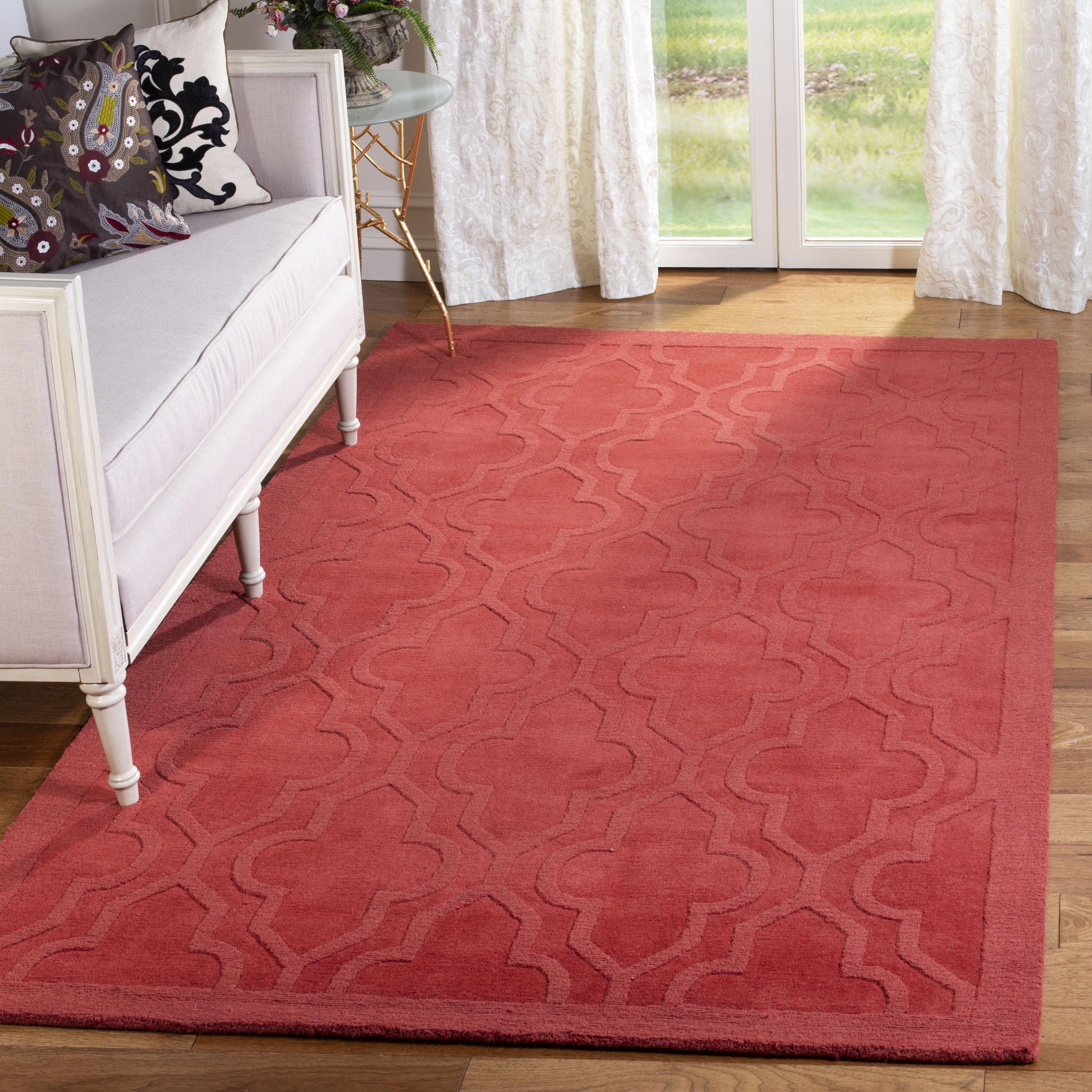 Rust Red Hand-Tufted Wool Rectangular Area Rug