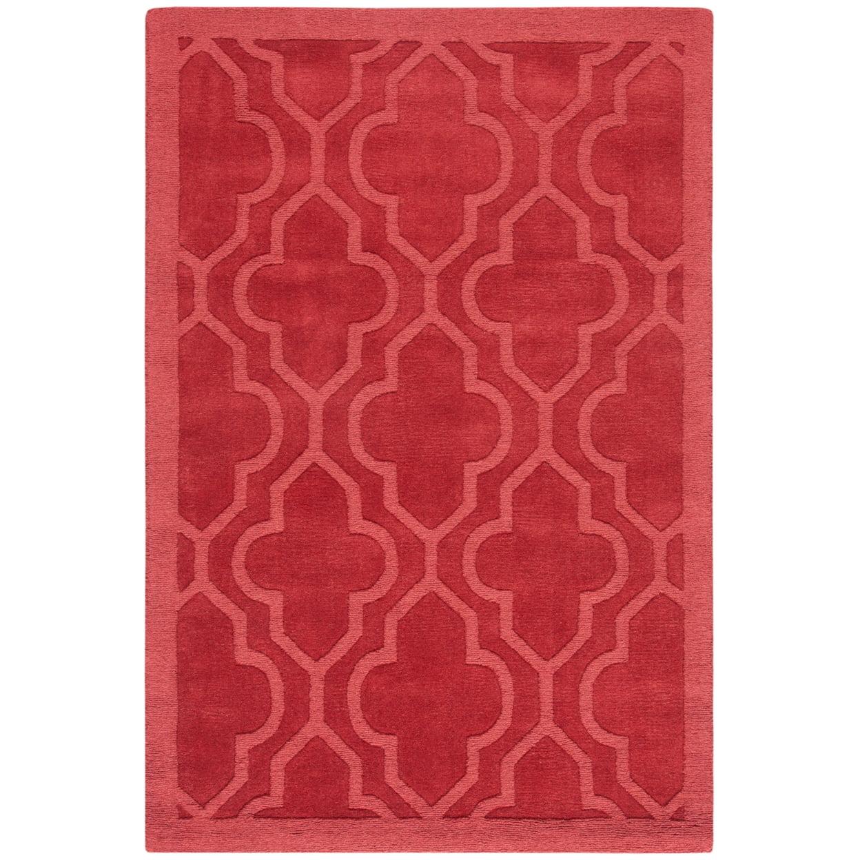 Hand-Tufted Red Wool 4' x 6' Rectangular Area Rug