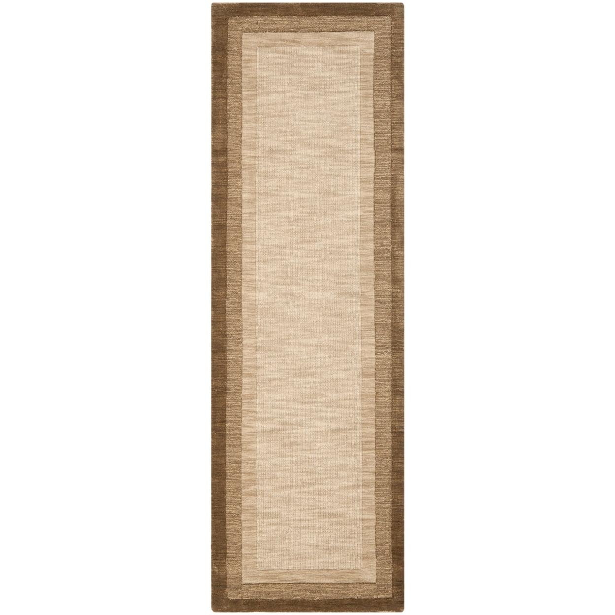 Hand-Tufted Beige & Brown Wool Runner Rug, 27"x7"