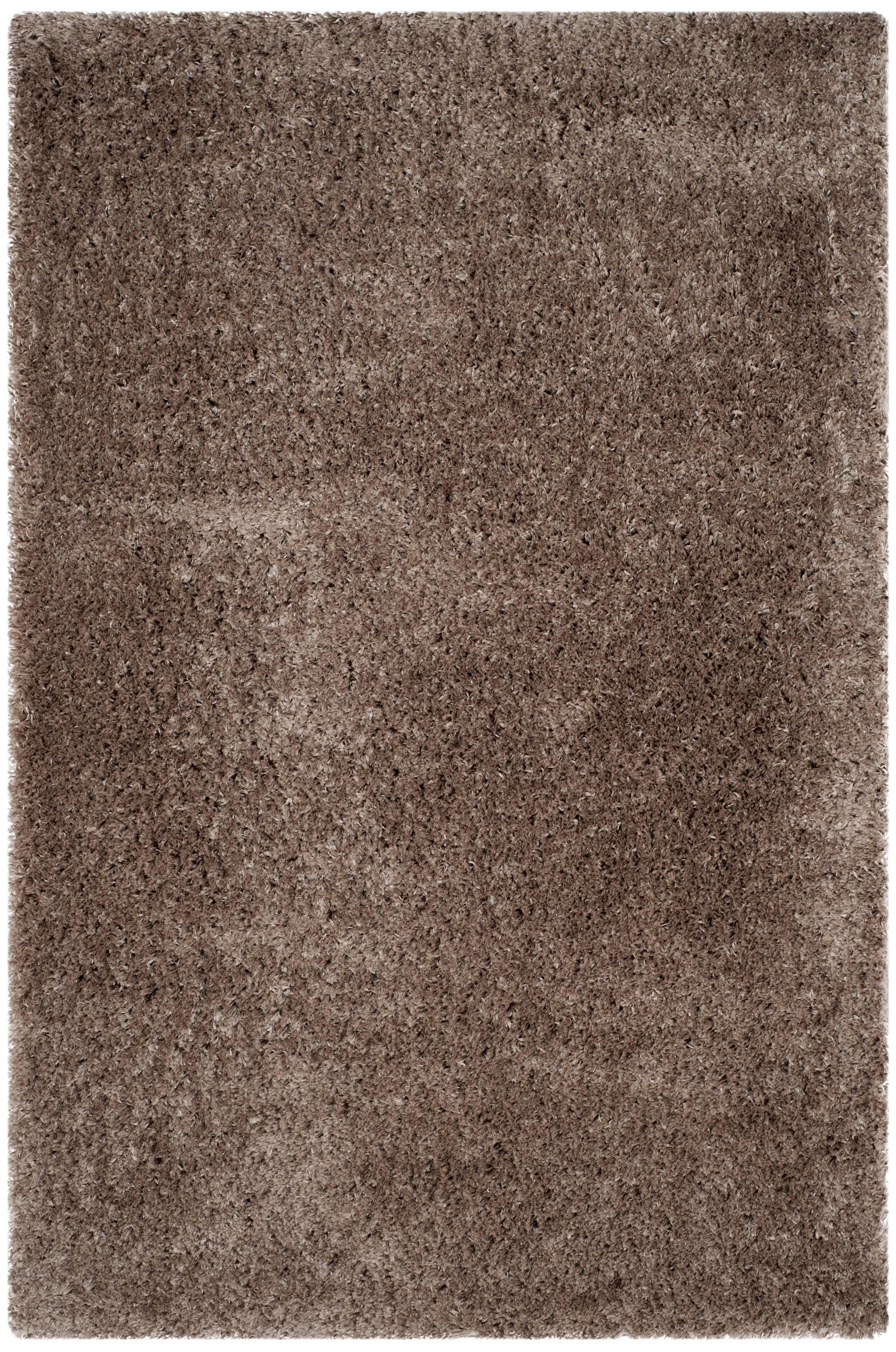 Mushroom Gray Round Synthetic Shag Area Rug 3' x 5'