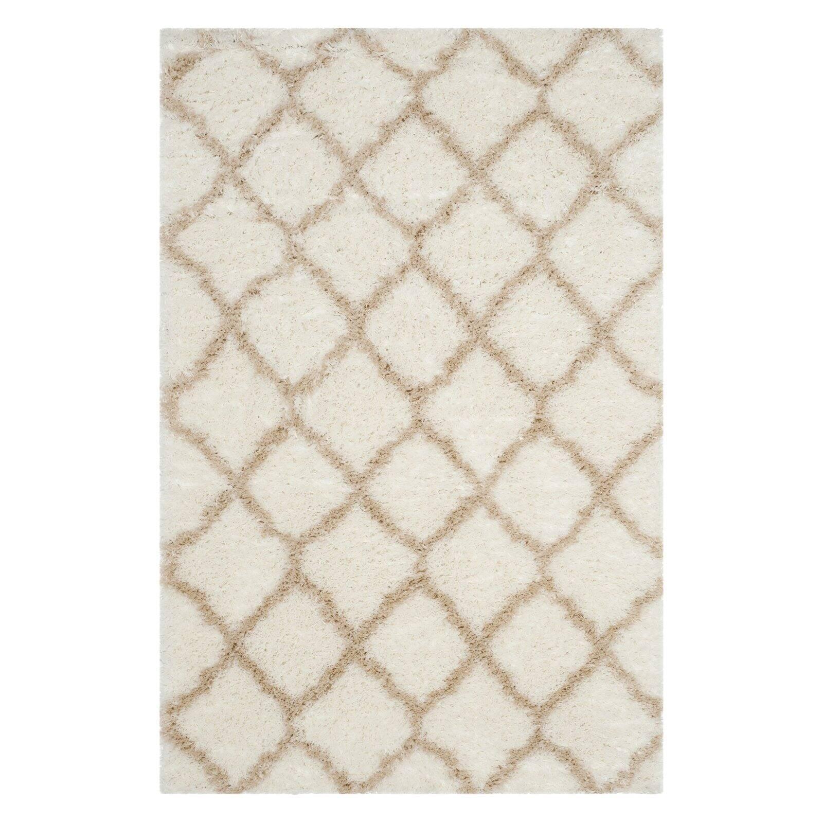 Indie Ivory Shag Hand-knotted Synthetic Rug 6'7" x 9'2"