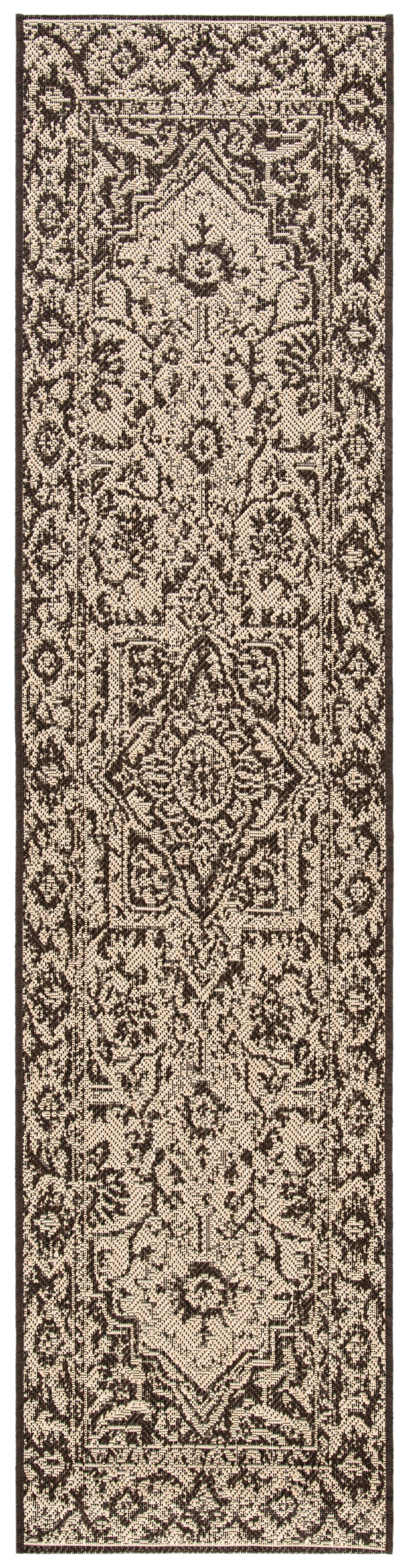 Beach House BHS139 Power Loomed Indoor/Outdoor Runner Rug - Creme/Brown - 2'2"x12' - Safavieh