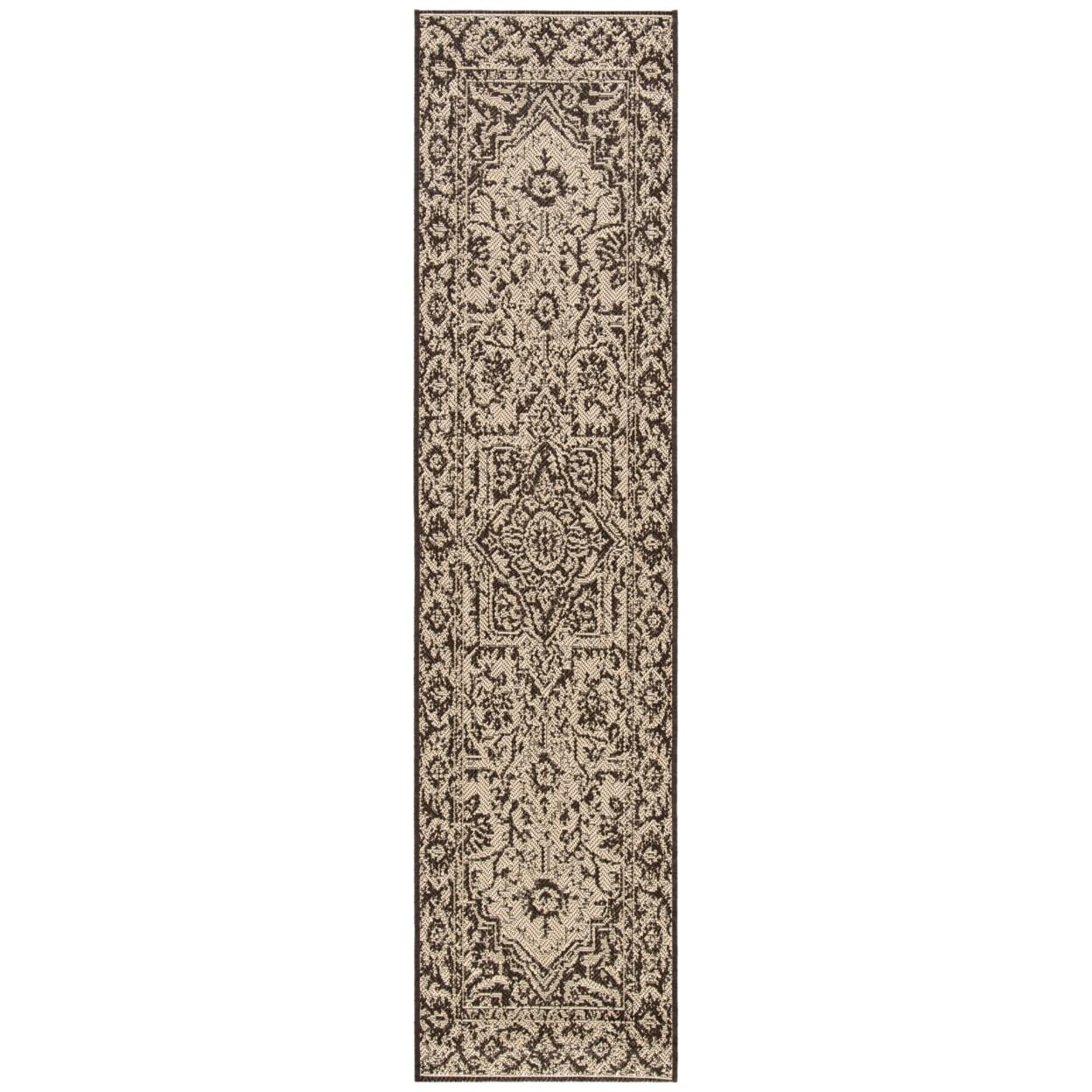 Beach House Cream and Brown Synthetic Non-slip Runner Rug