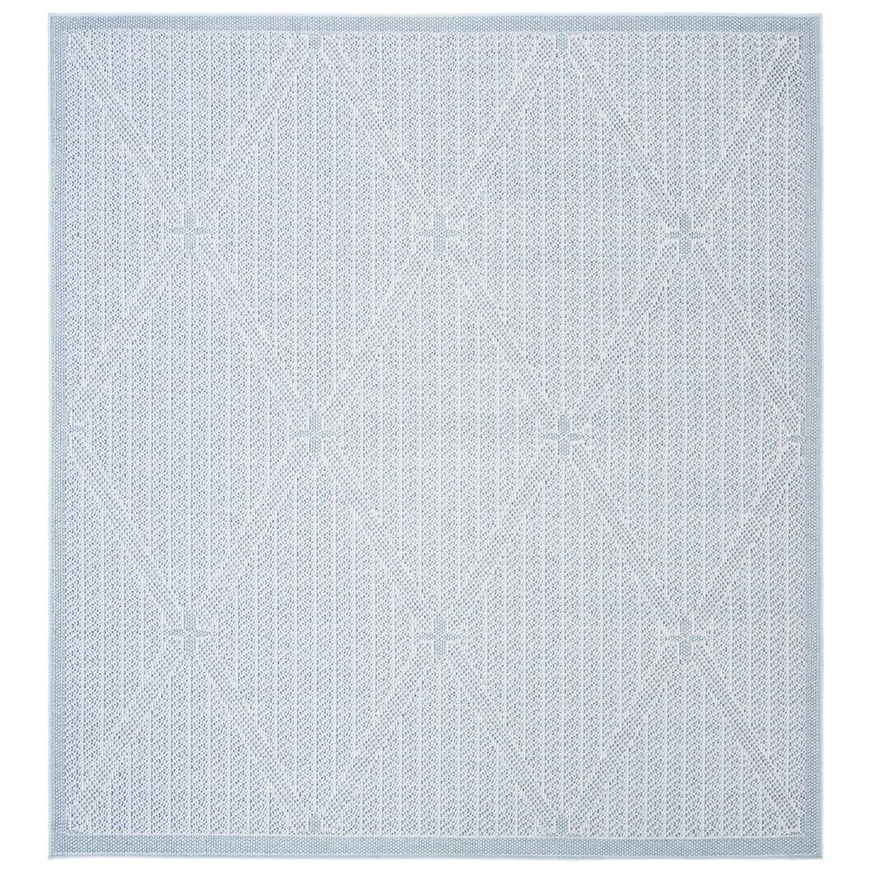 Bermuda Bliss Light Blue & Ivory 5' Square Geometric Rug