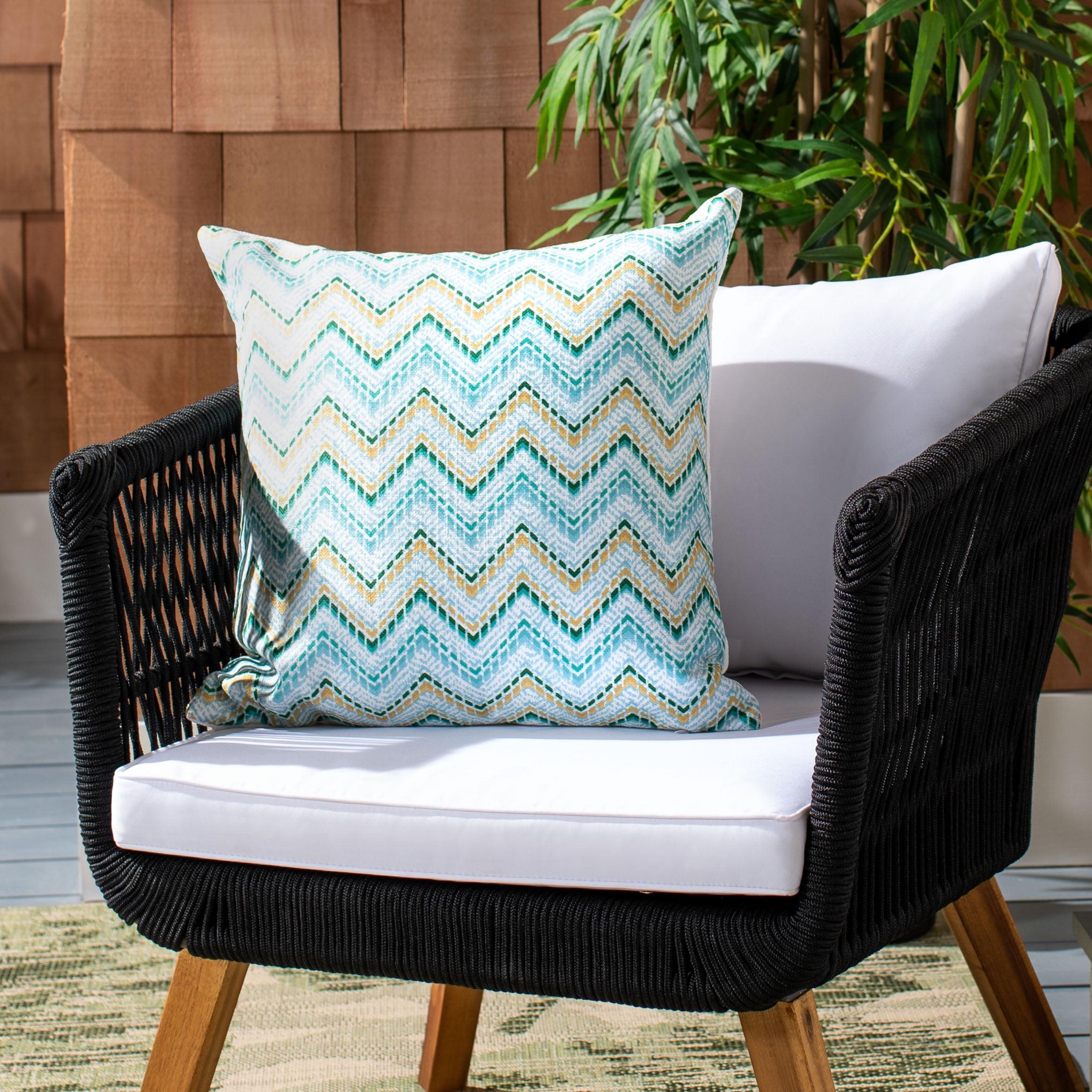 Safavieh Green and Yellow Chevron Outdoor Pillow Set