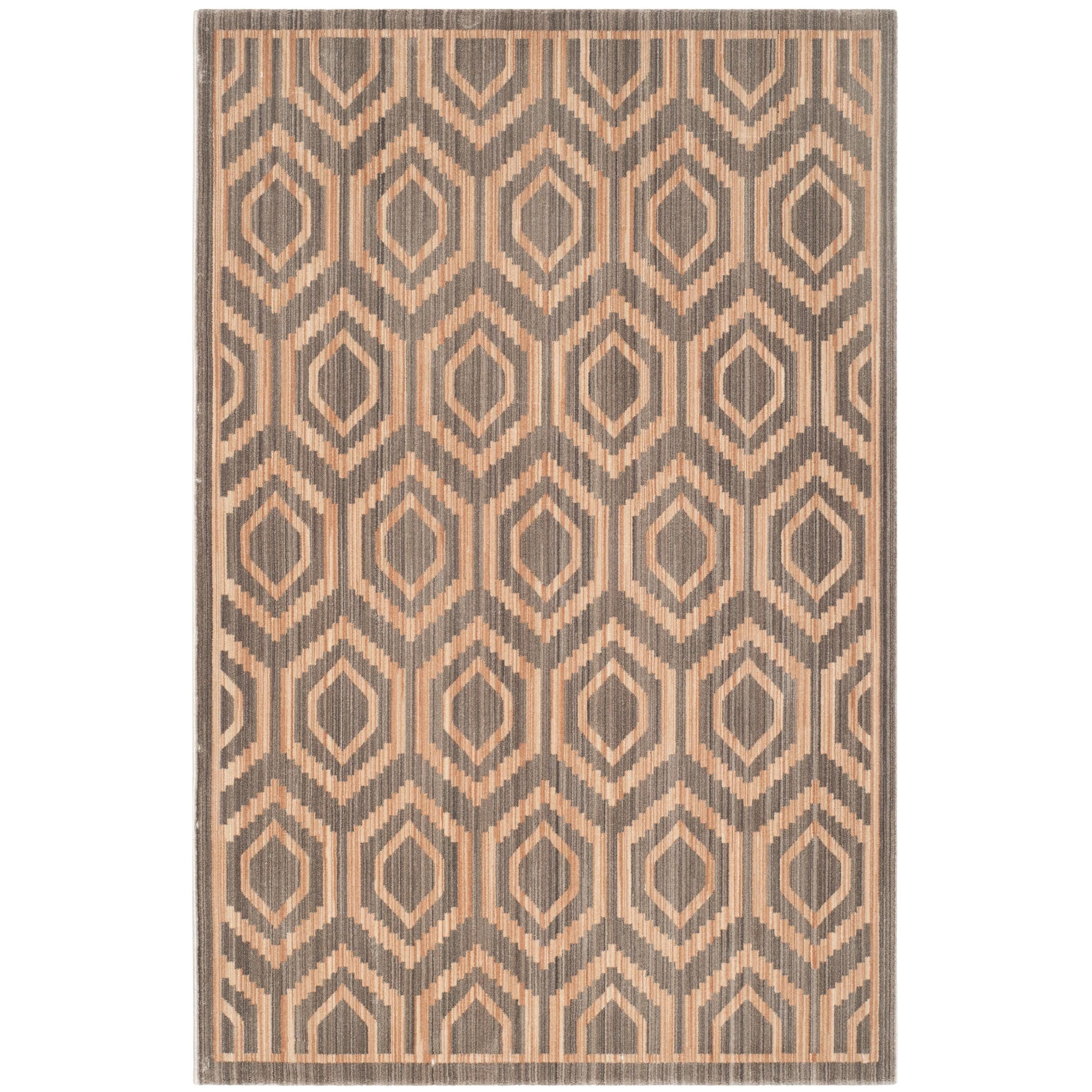 Modern Geometric Gray Synthetic 5'1" x 7'6" Area Rug