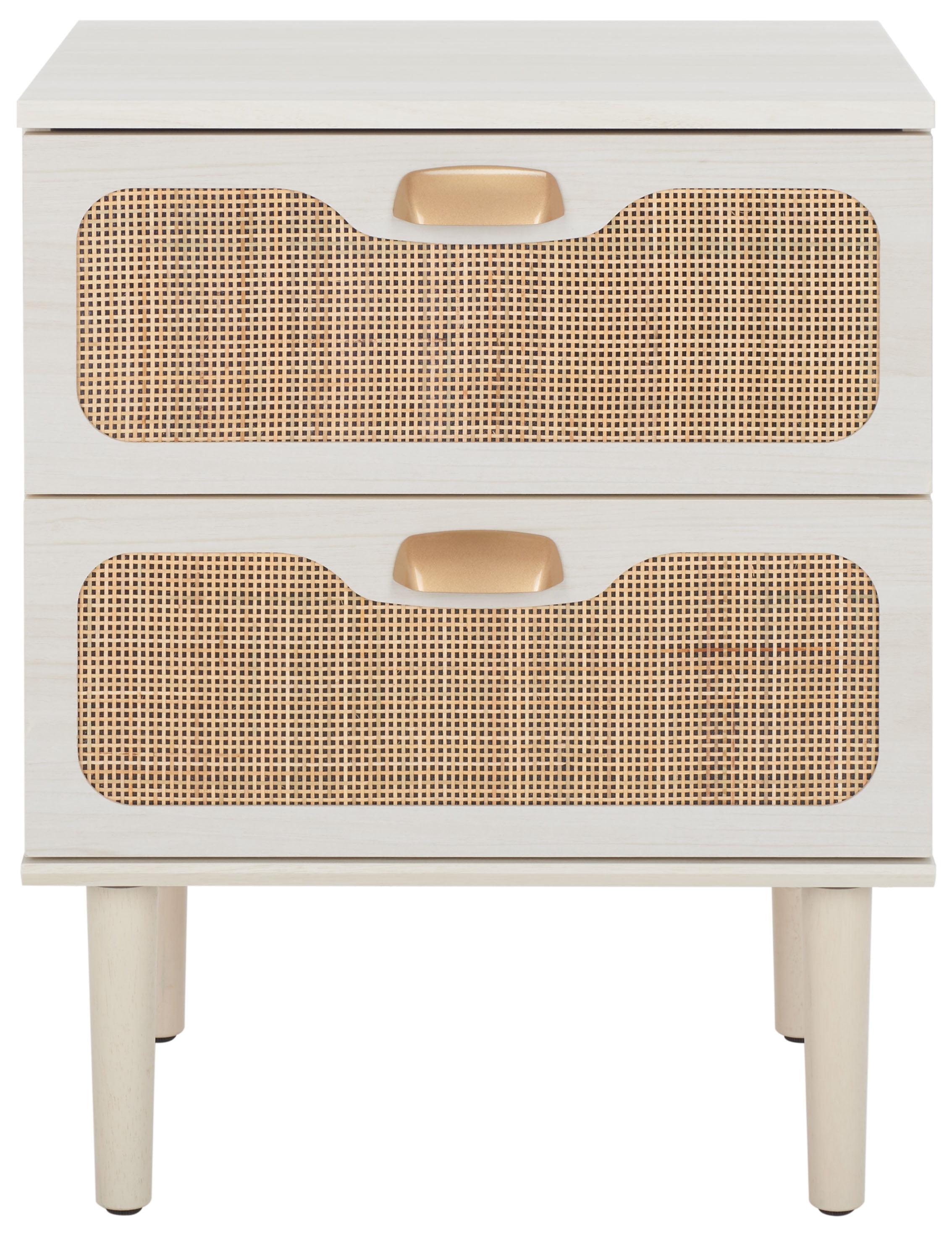 Irelia 2 Drawer Nightstand - Bleached White/Natural - Safavieh