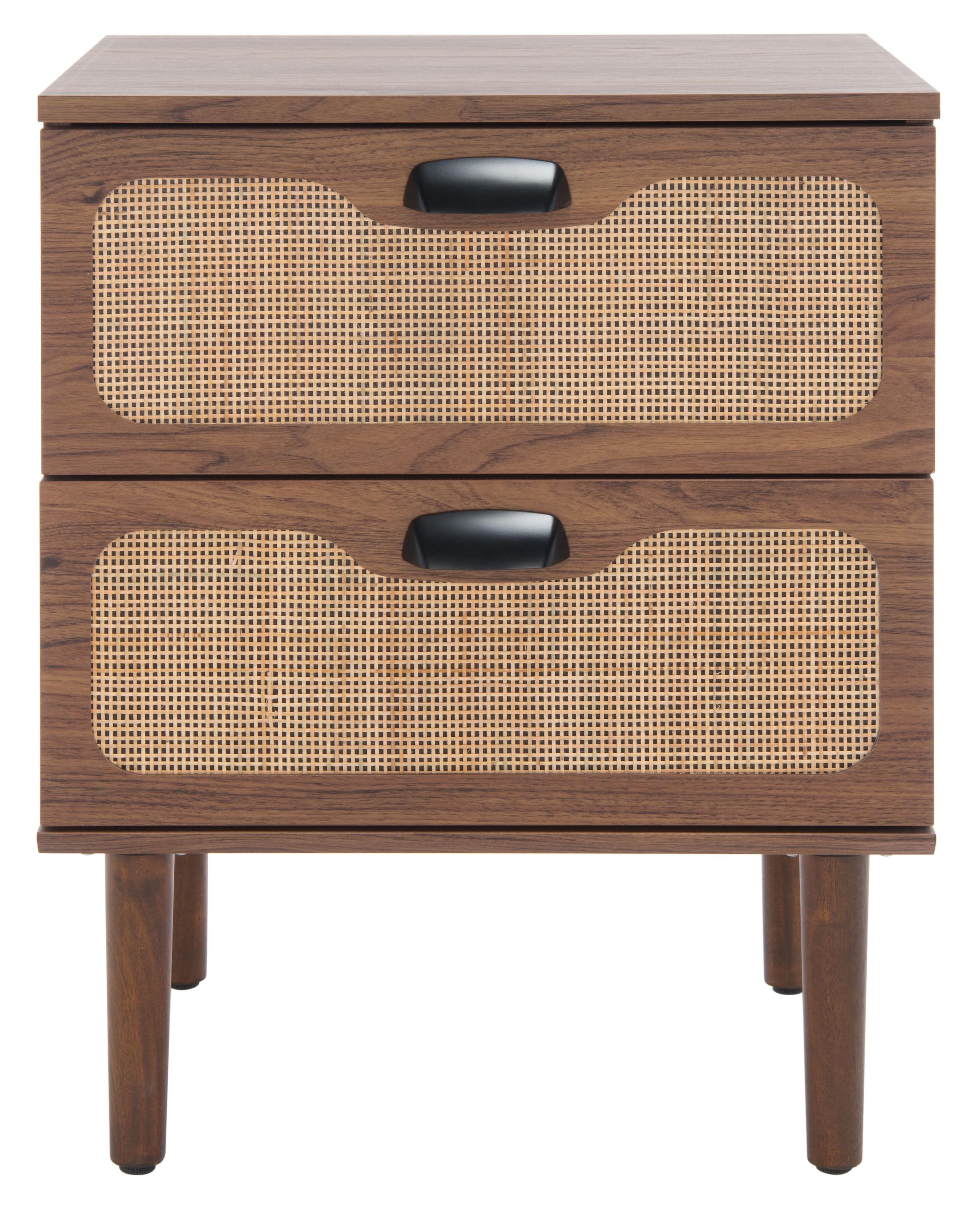 Irelia 2 Drawer Nightstand - Walnut/Natural - Safavieh
