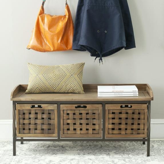 Isaac Wooden Storage Bench - AMH6530 - Oak - Safavieh Couture