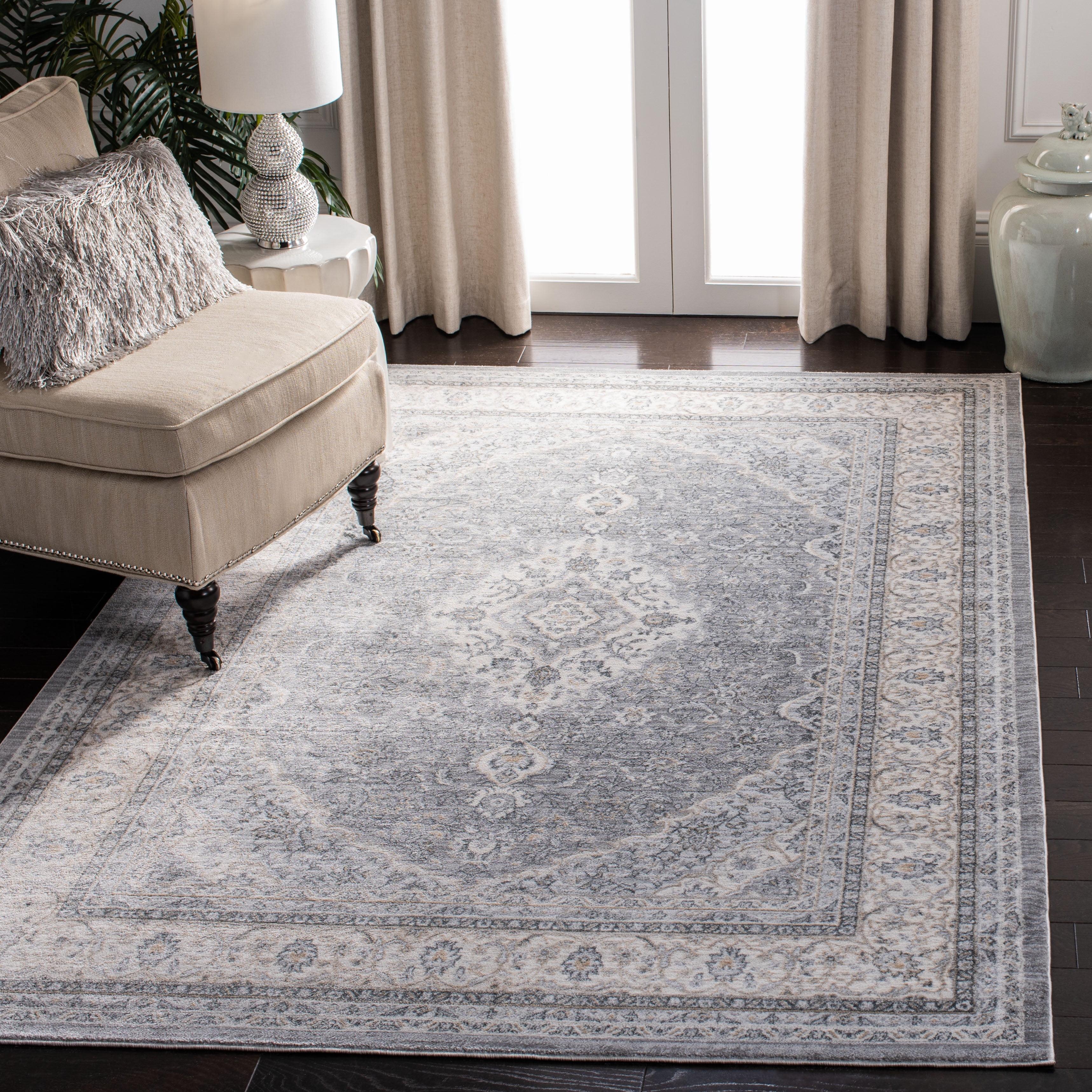 Isabella ISA919 Power Loomed Area Rug - Grey/Cream - 4'x6' - Safavieh