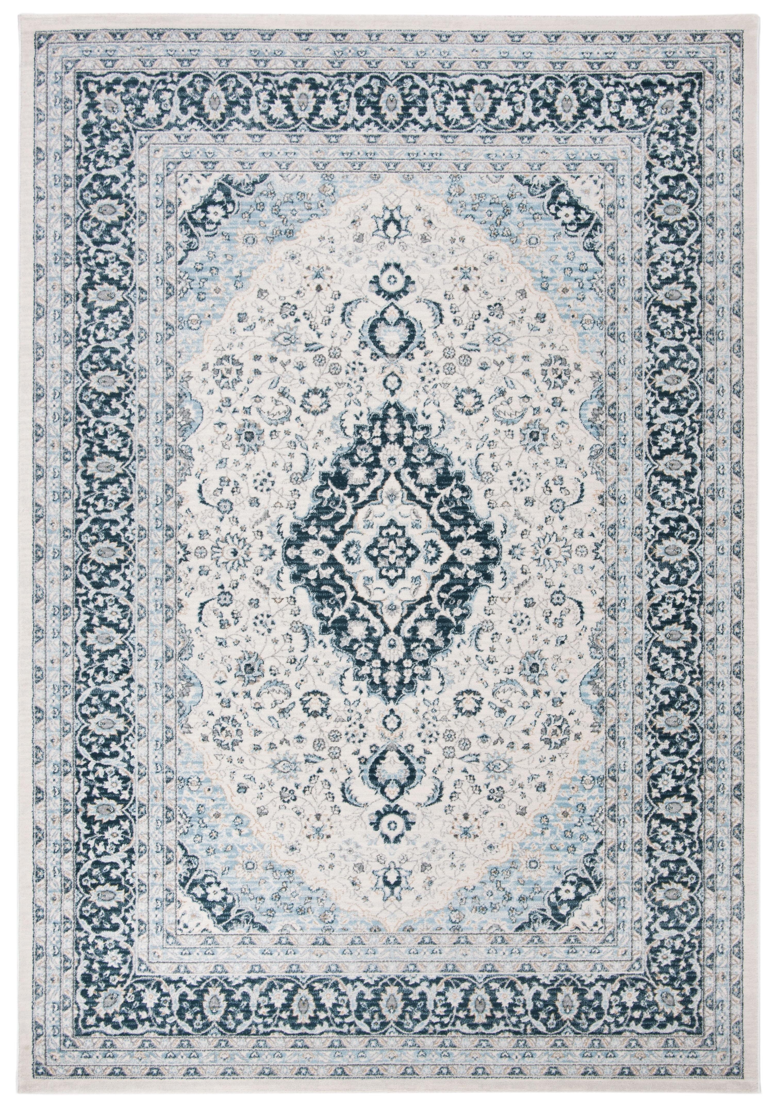 Isabella ISA919 Power Loomed Area Rug - Cream/Dark Blue - 10'x14' - Safavieh
