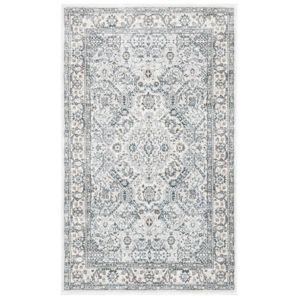 Elegant Isabella 36"x60" Gray and Cream Synthetic Area Rug
