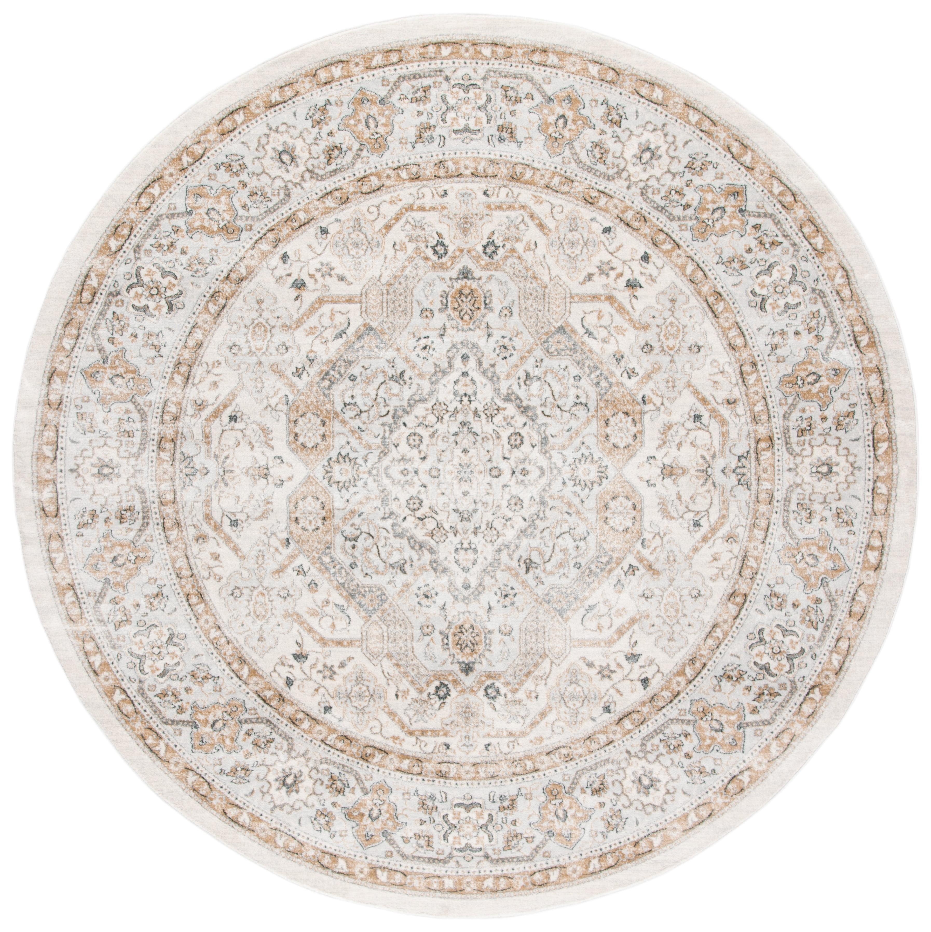 Isabella ISA916 Power Loomed Area Rug - Cream/Beige - 8' Round - Safavieh