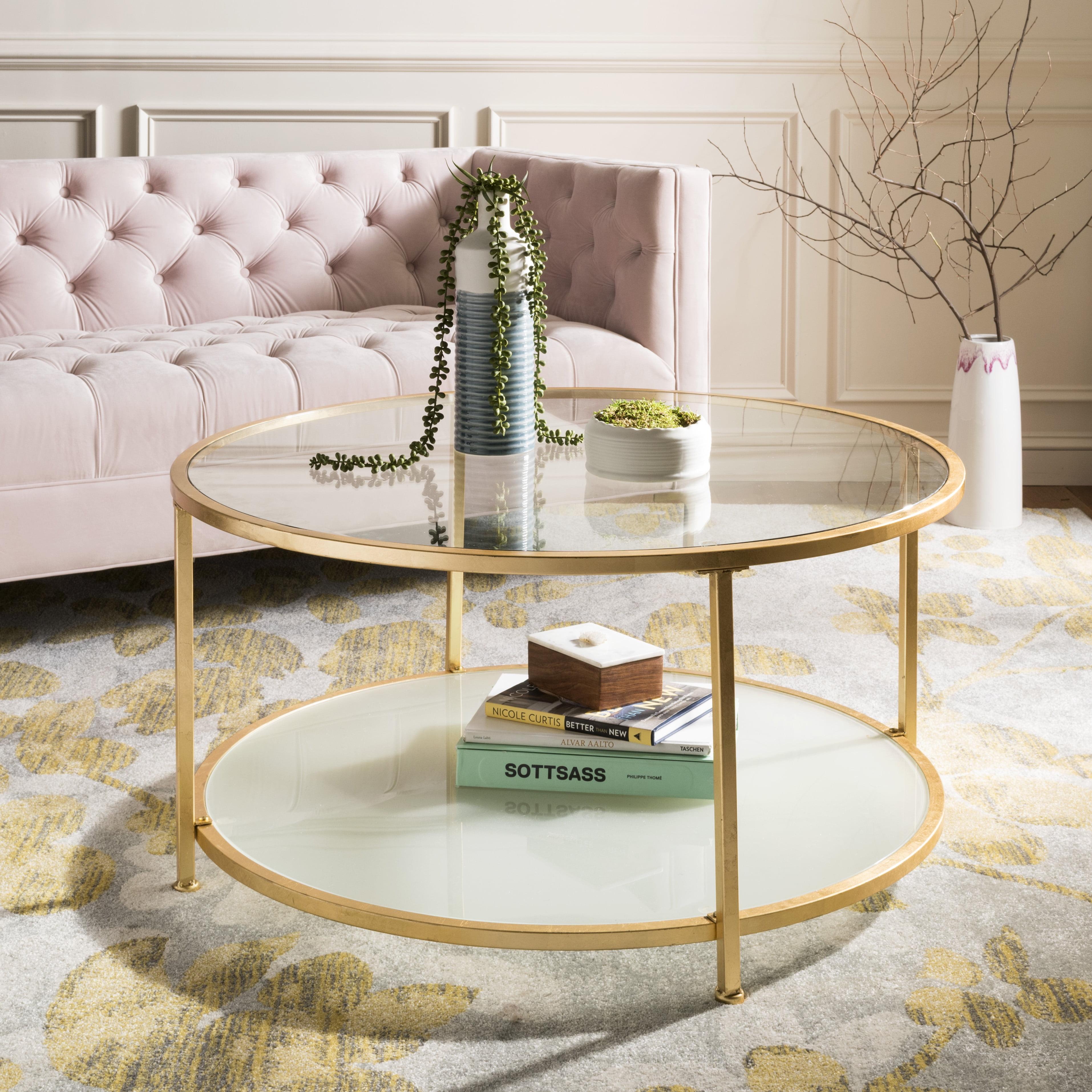 Ivy 2 Tier Round Coffee Table - Glass/Gold Foil - Safavieh